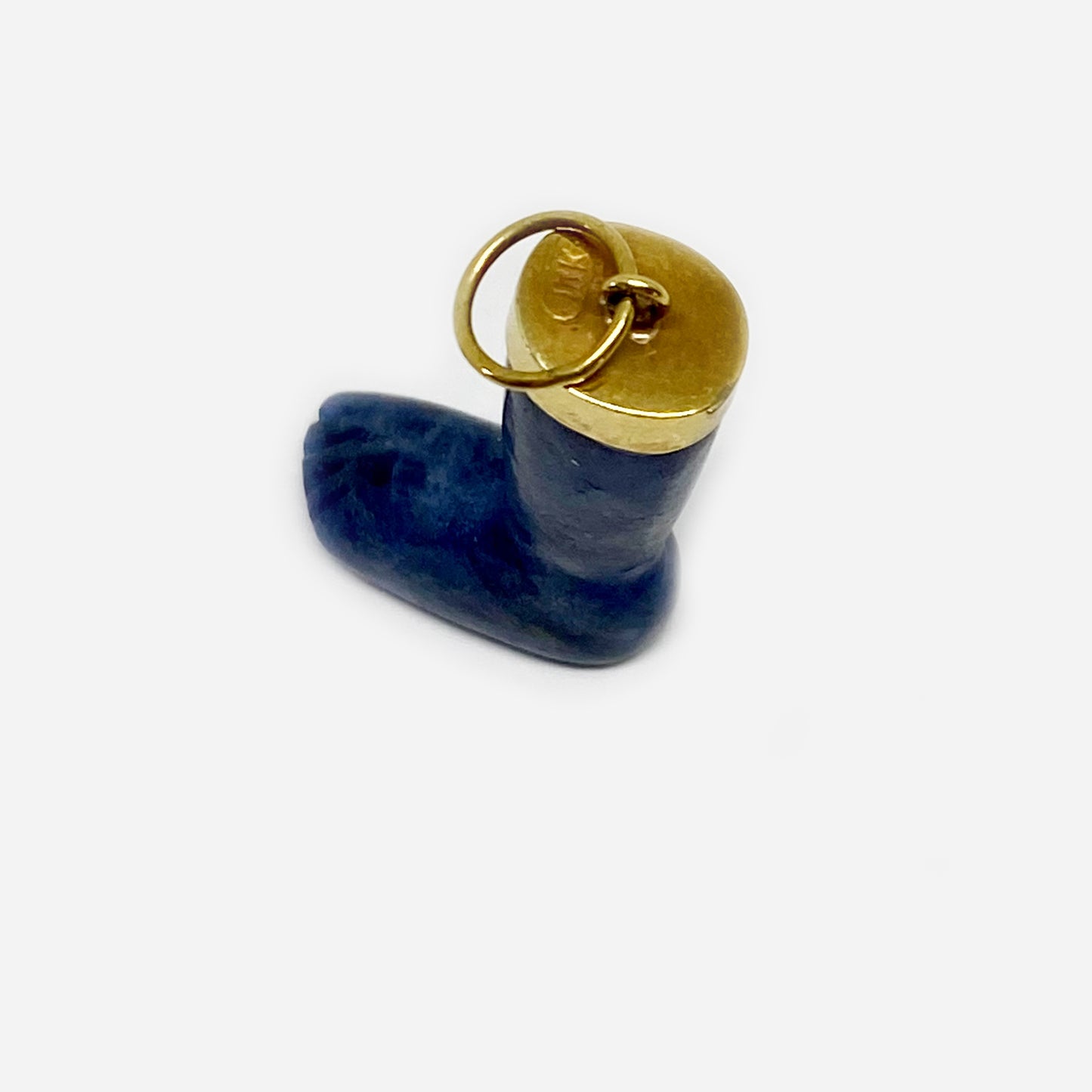 Vintage 14k Gold Leg Pendant Lapis Lazuli Ex Voto