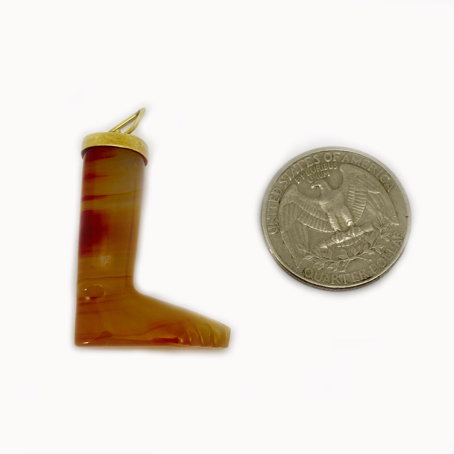 Vintage 14k Gold Agate Leg Pendant
