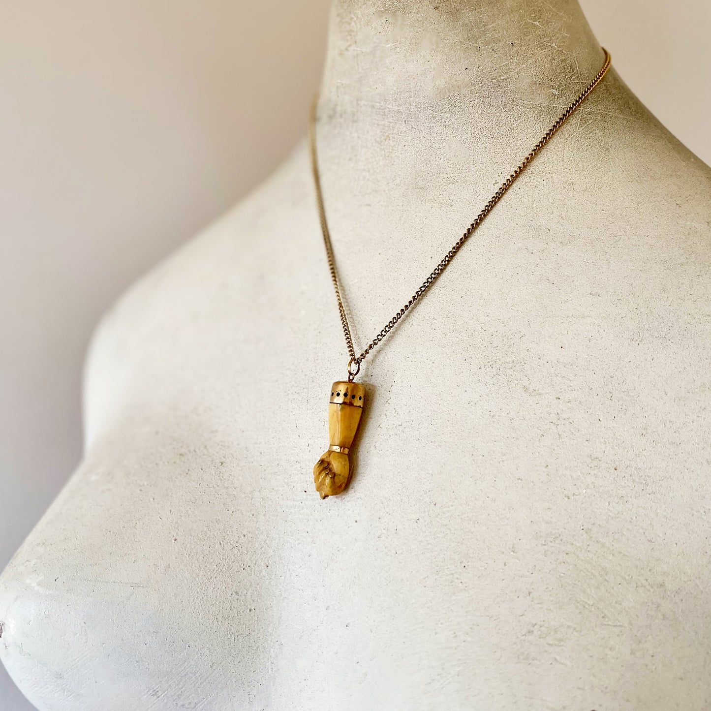 Antique 16k Bone Figa Charm