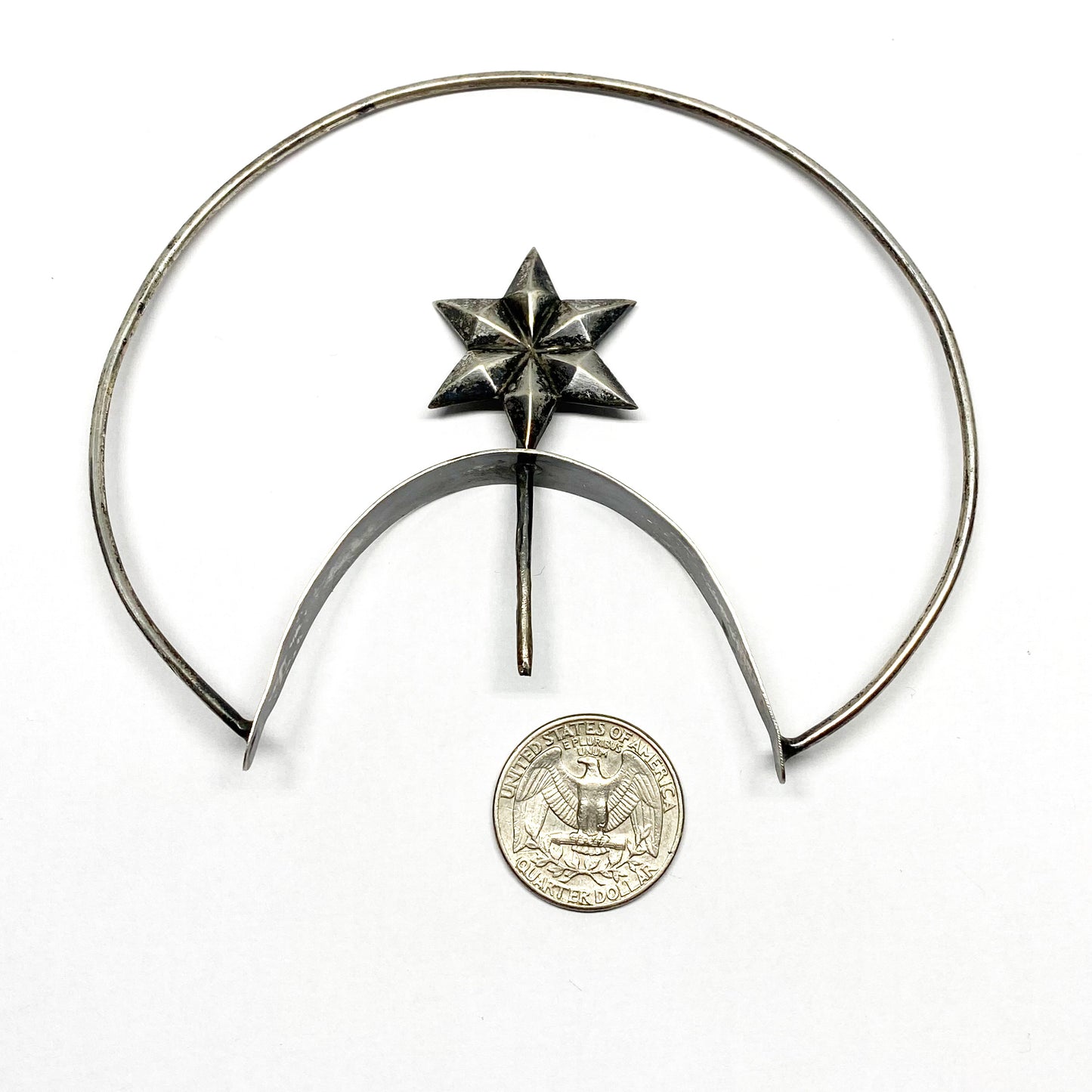 Antique Star Religious Portuguese Solid Silver Santos Crown Halo