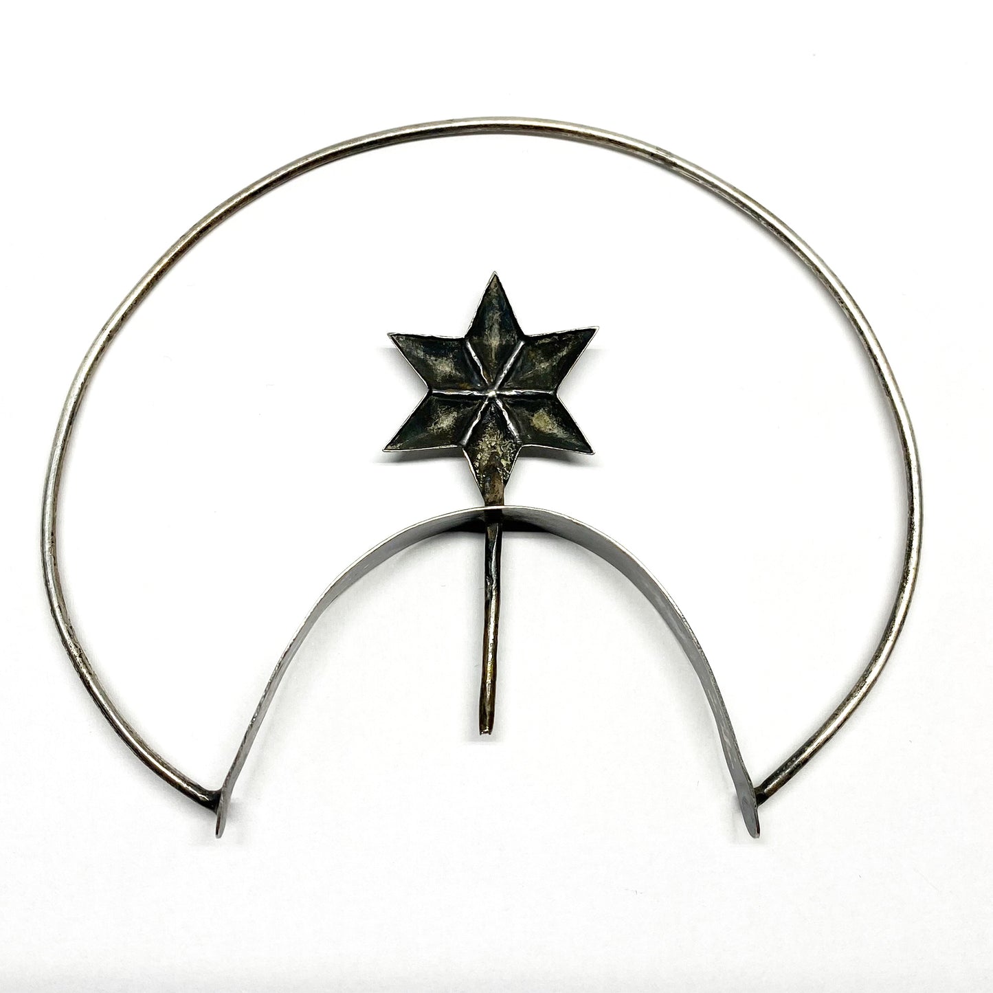 Antique Star Religious Portuguese Solid Silver Santos Crown Halo