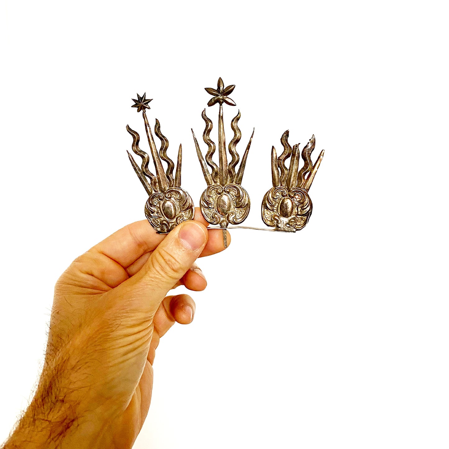 Antique Santos Halo, Solid Silver Tiara, Religious Portuguese Silver