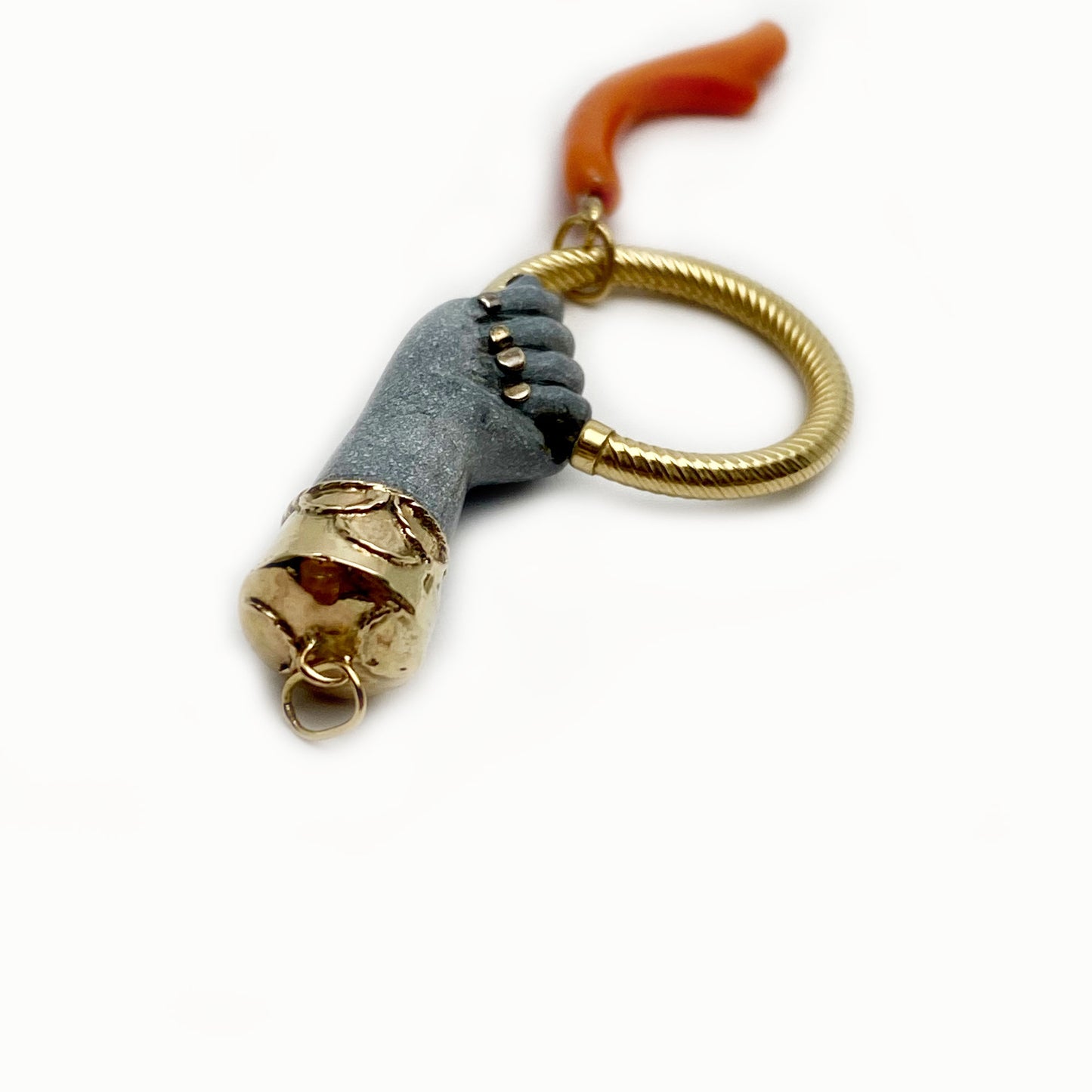 Vintage 9K Gold Bluish Gray Resin Figa Charm