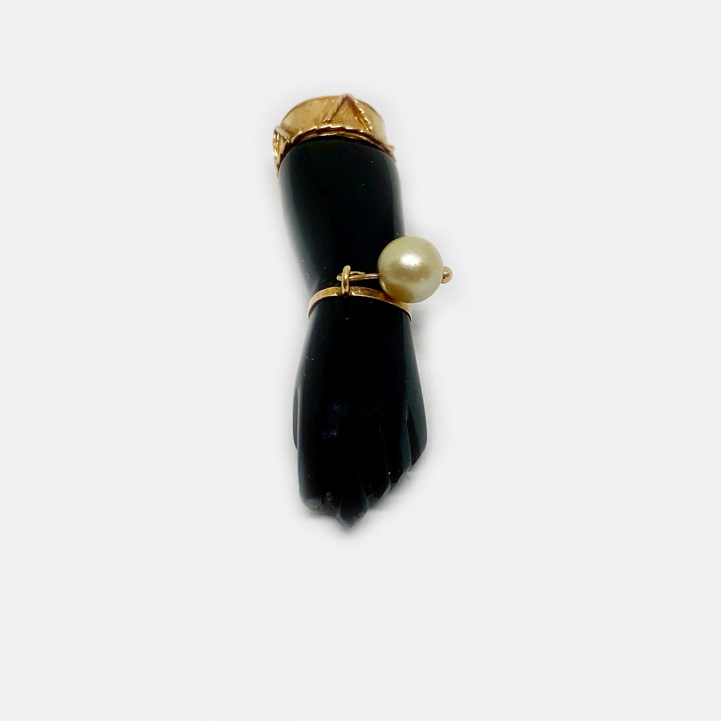 Antique 14k Gold Black Onyx Figa Charm
