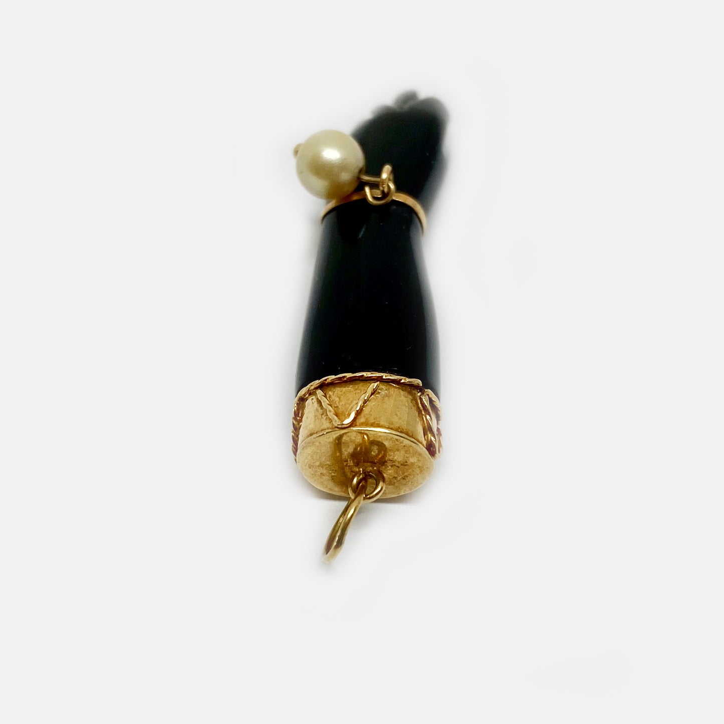 Antique 14k Gold Black Onyx Figa Charm