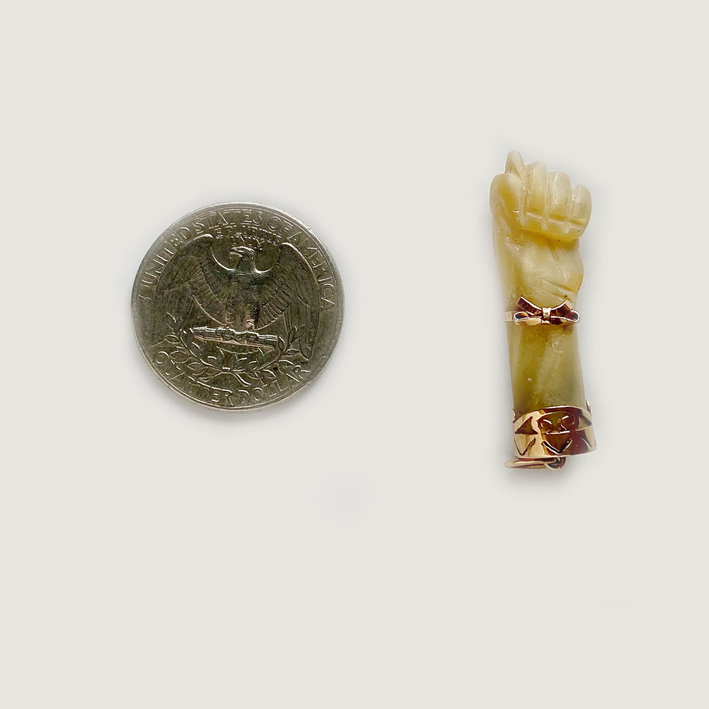 Antique 14K Gold Mother of Pearl Figa, Victorian Fist Charm