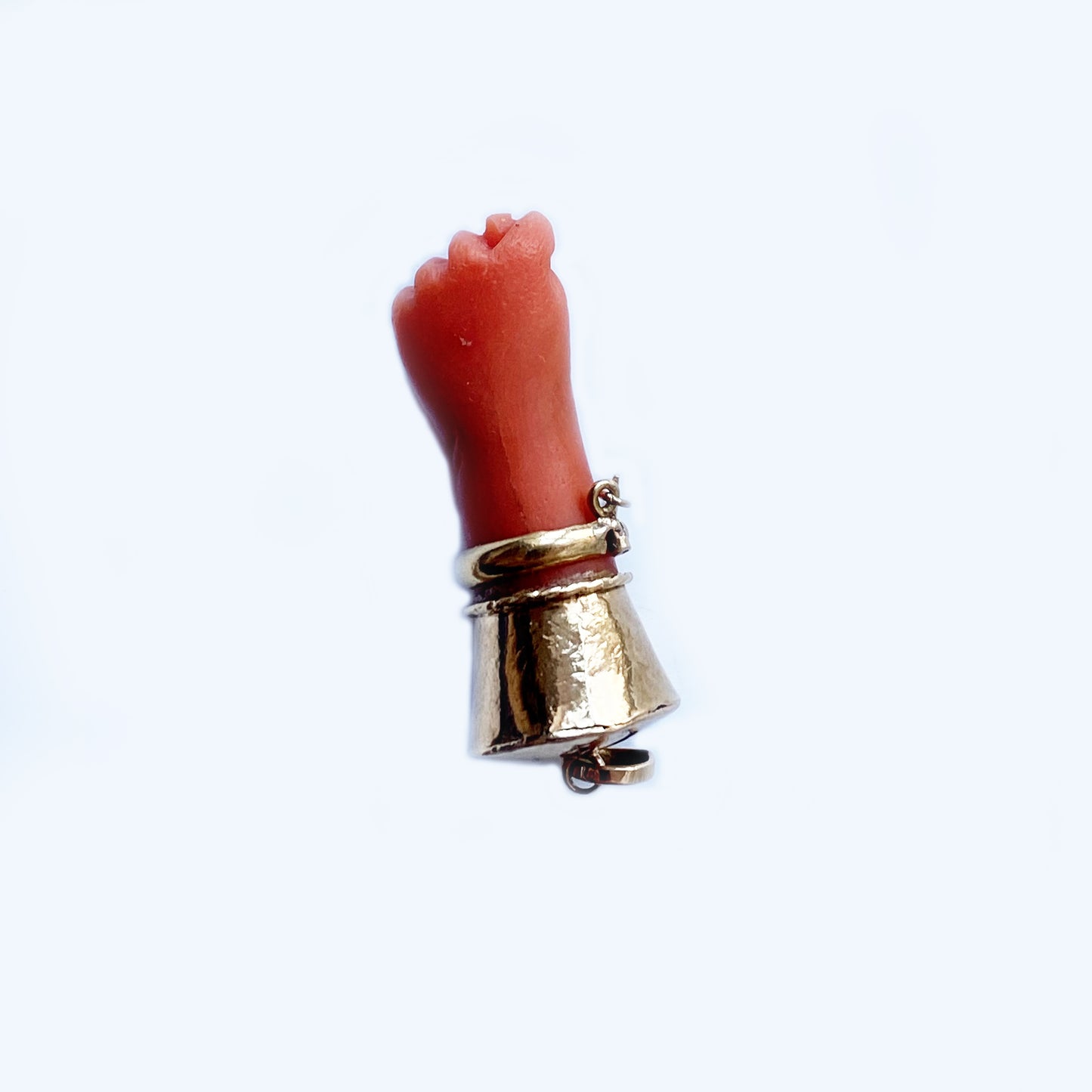 Antique 18K Gold Victorian Mediterranean Natural Coral Figa Charm