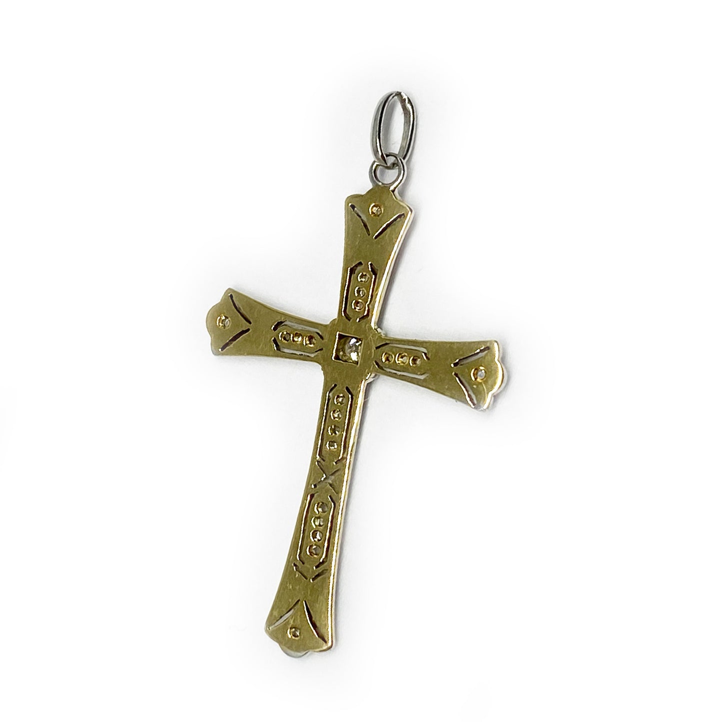 Vintage 18k White Gold Diamond Cross (1104)