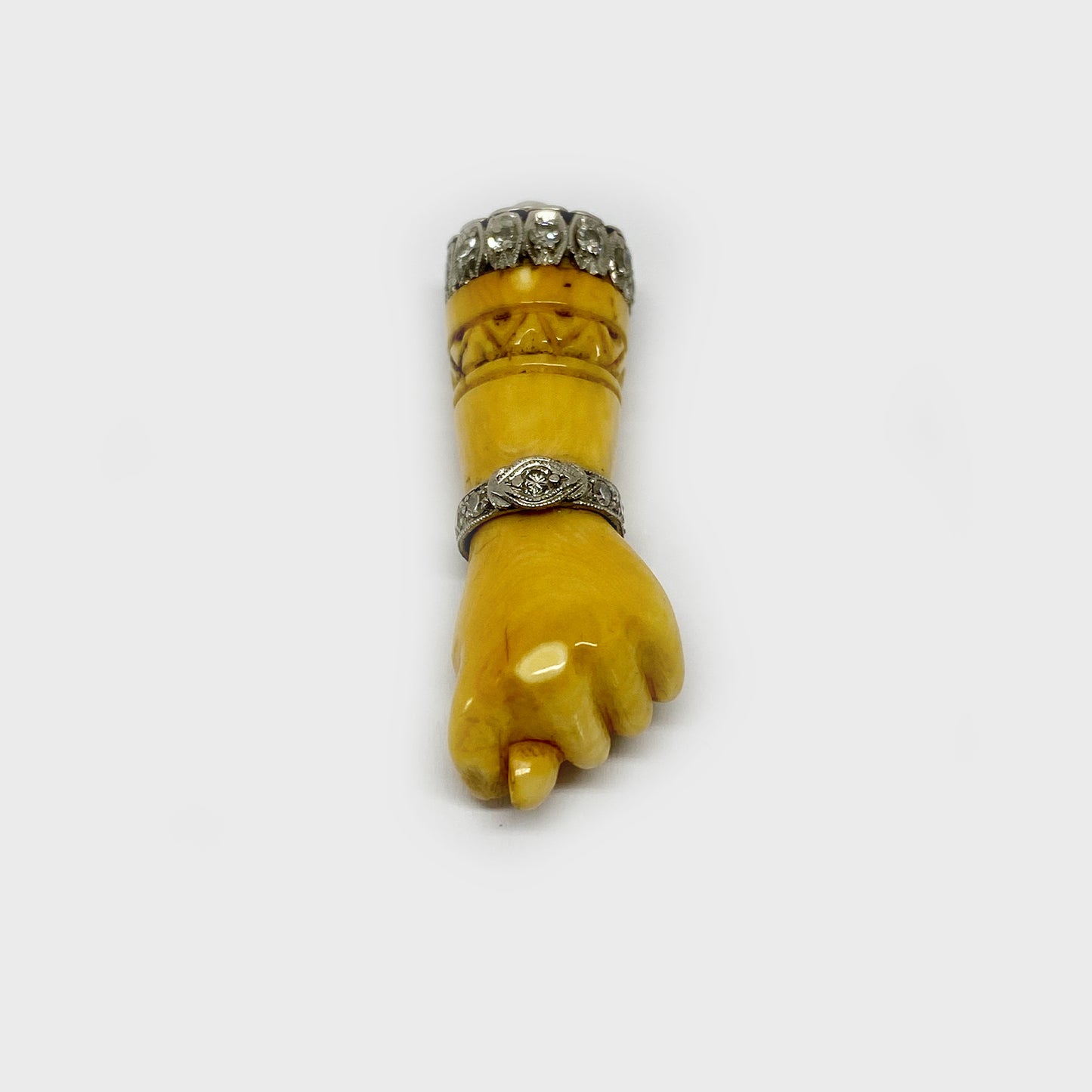 Antique Platinum Diamond Bone Figa Charm