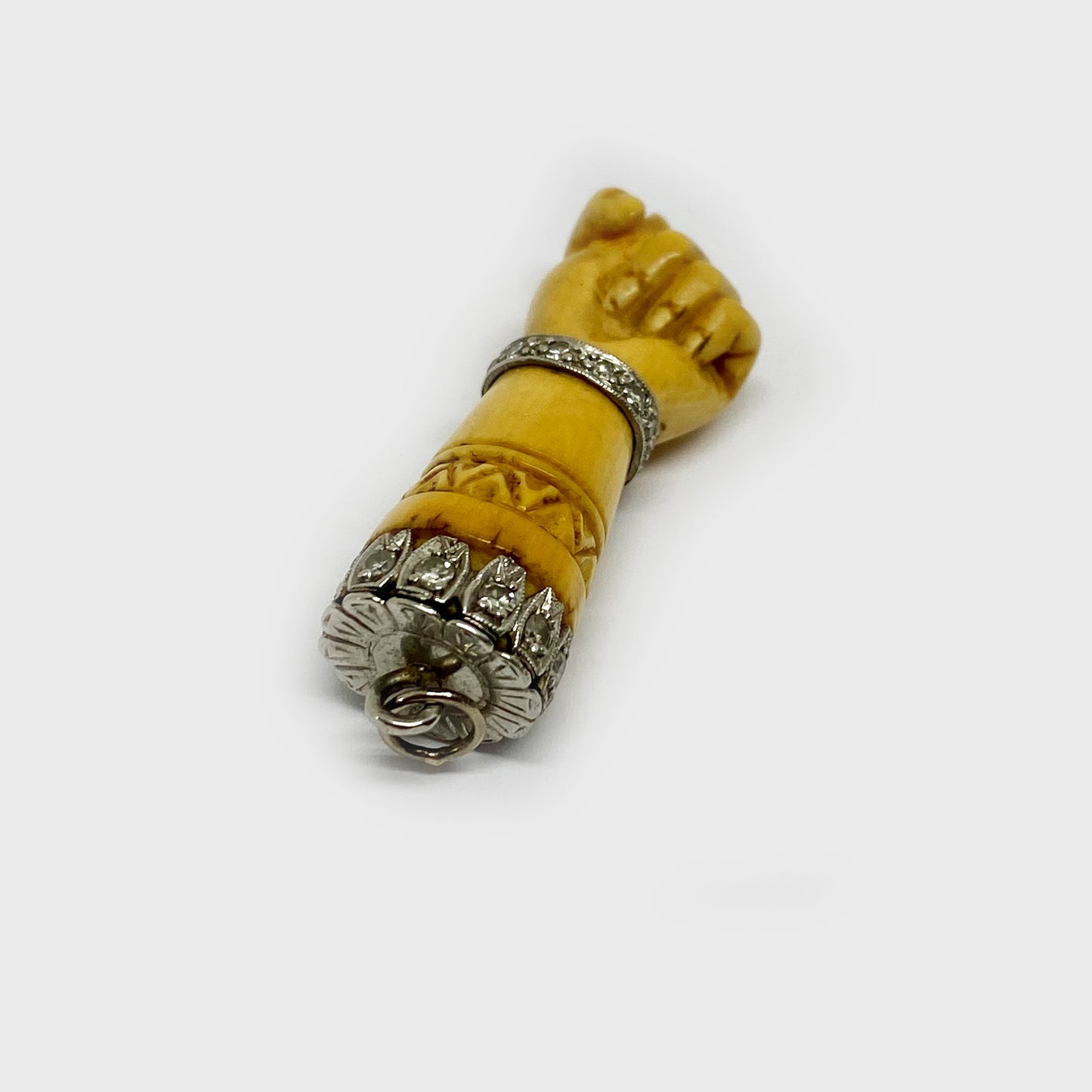 Antique Platinum Diamond Bone Figa Charm