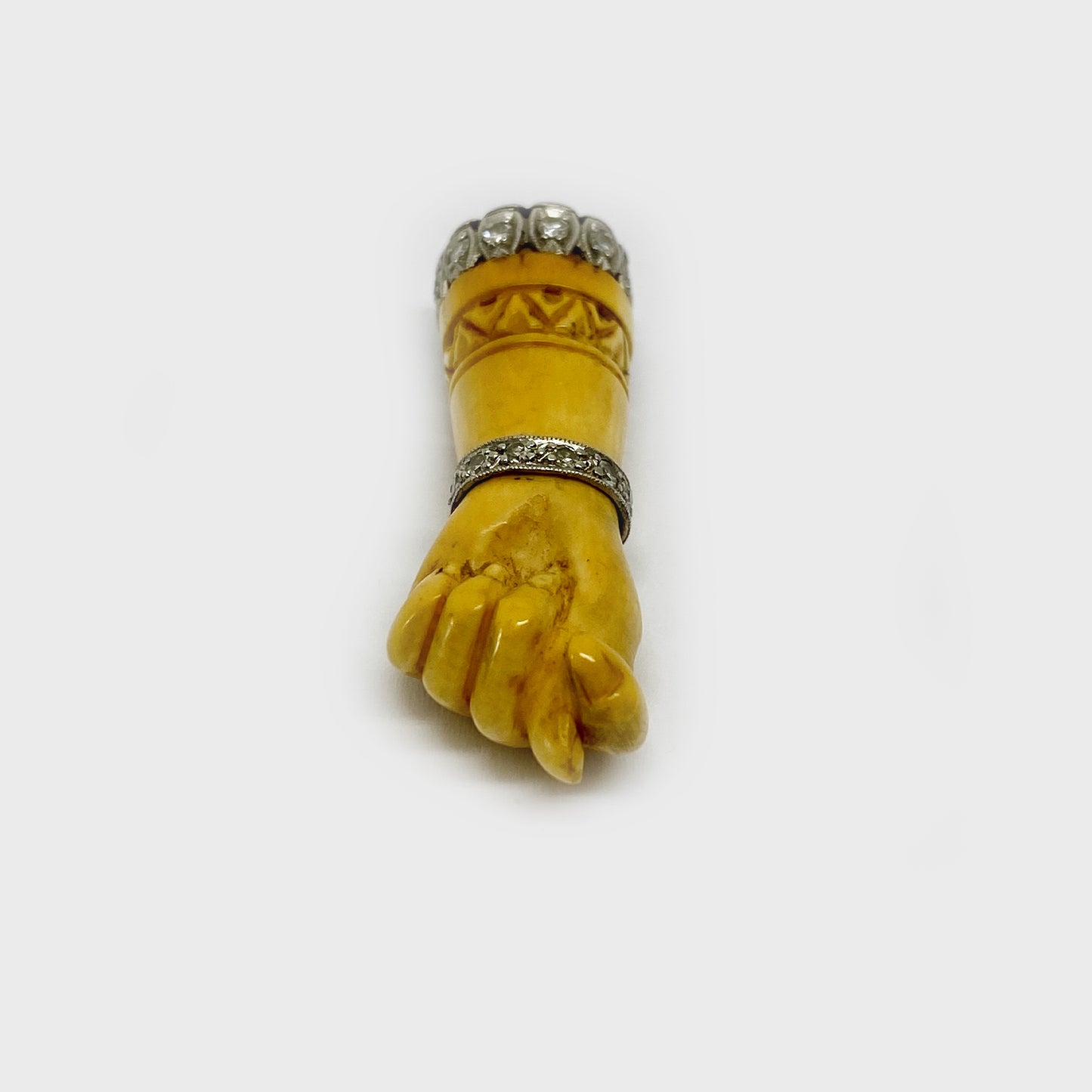 Antique Platinum Diamond Bone Figa Charm