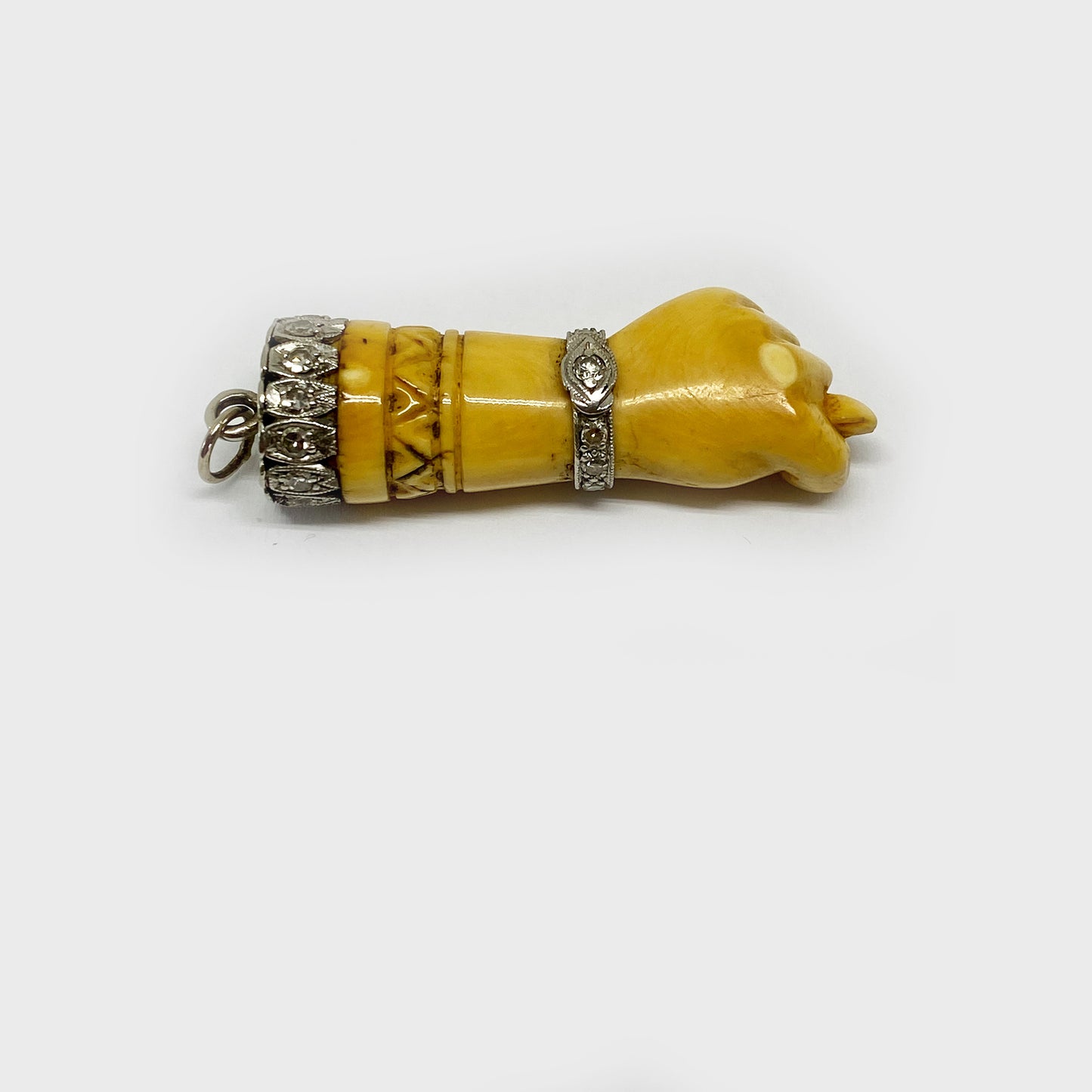Antique Platinum Diamond Bone Figa Charm