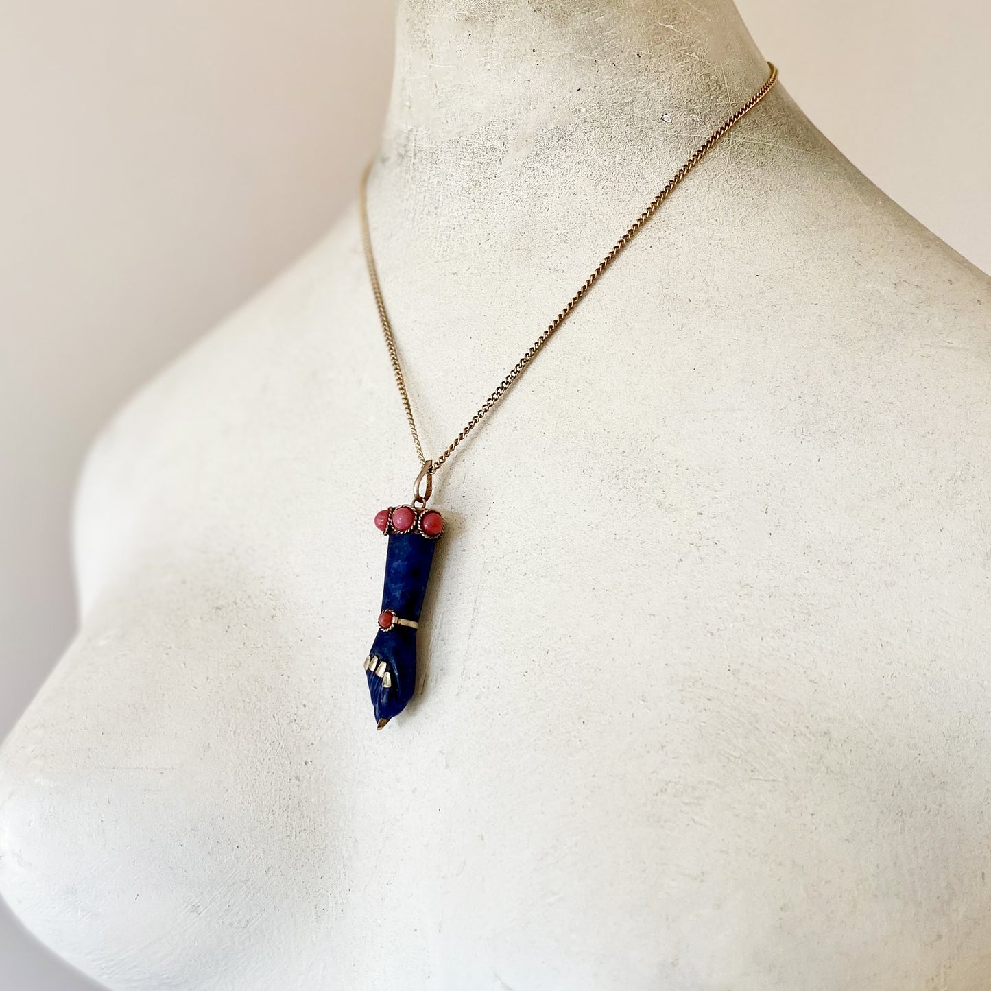 Vintage Lapis Lazuli Large Silver Figa Charm