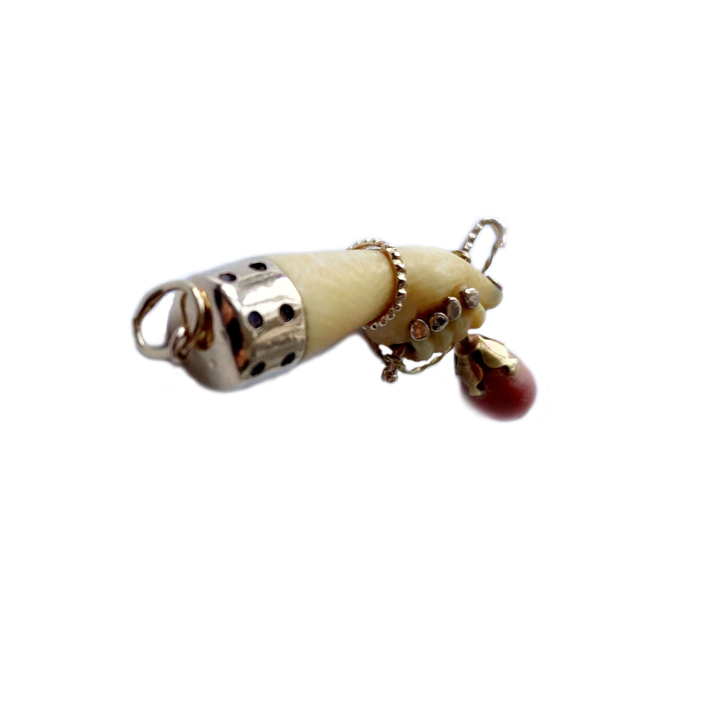 Antique 18k Gold Victorian Bone Coral Figa Charm (1115)