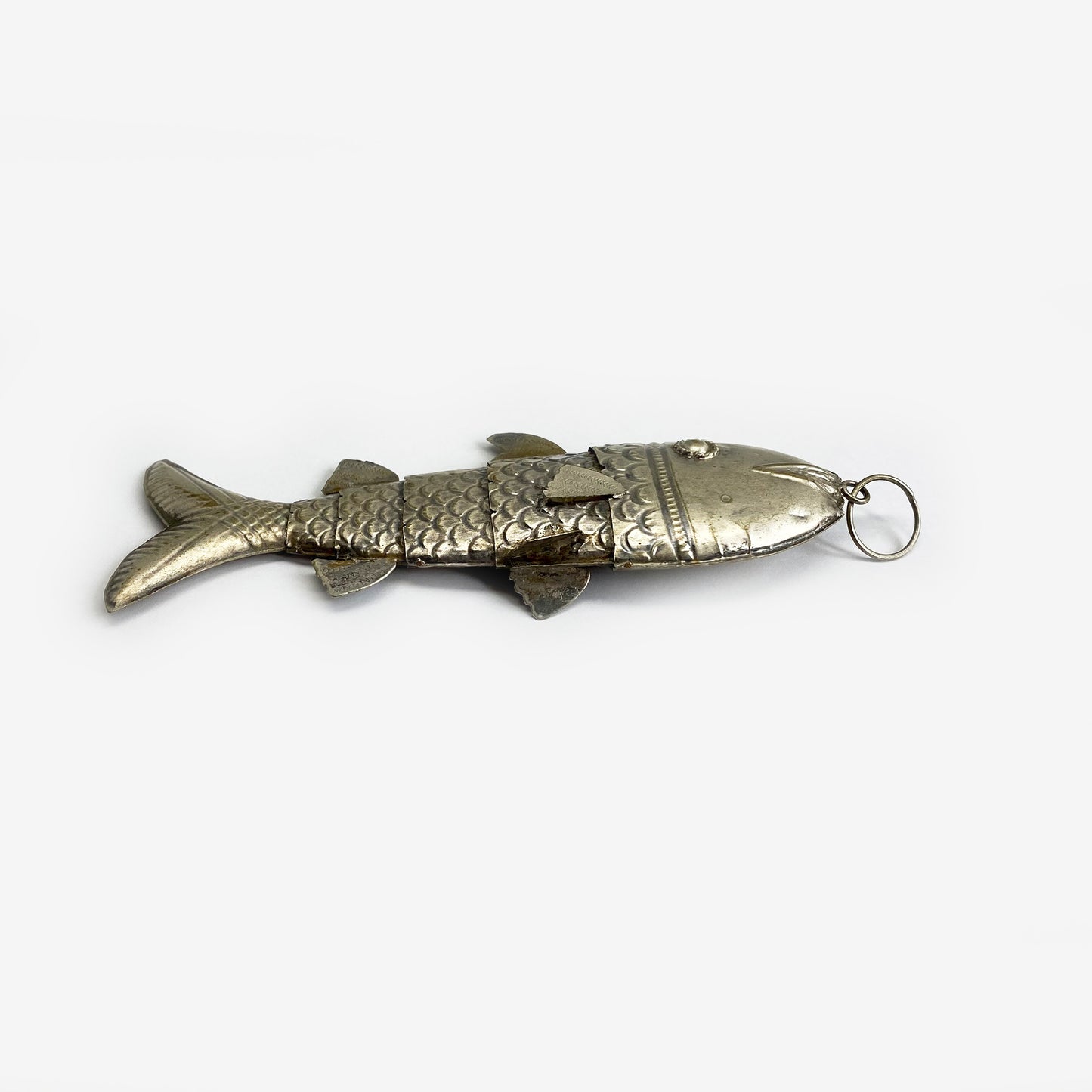 Antique Low Grade Silver Fish, Victorian Articulated Fish Pendant