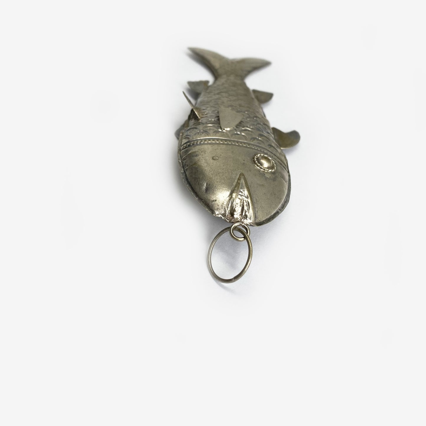 Antique Low Grade Silver Fish, Victorian Articulated Fish Pendant