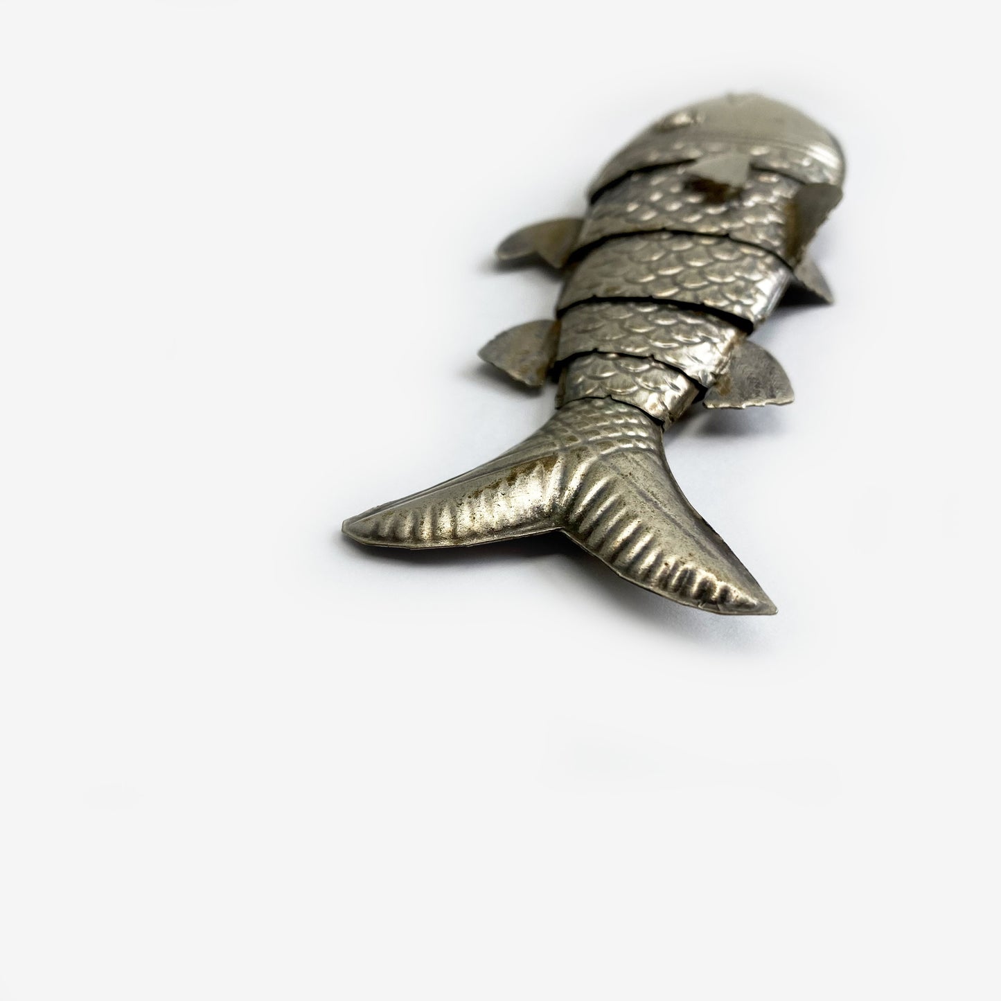 Antique Low Grade Silver Fish, Victorian Articulated Fish Pendant