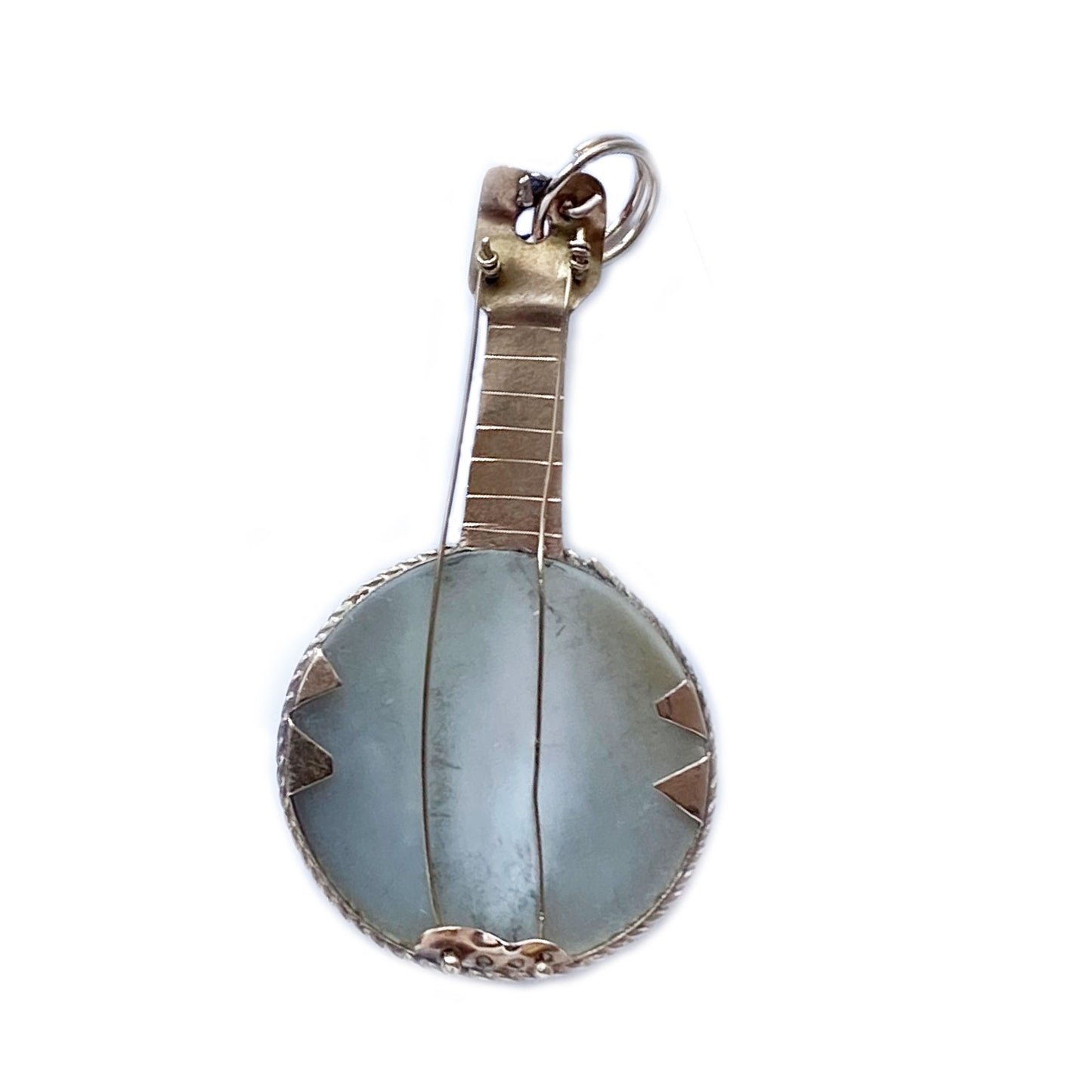 Antique 14k Gold 1920s Mother of Pearl Banjo Instrument Pendant (1117)