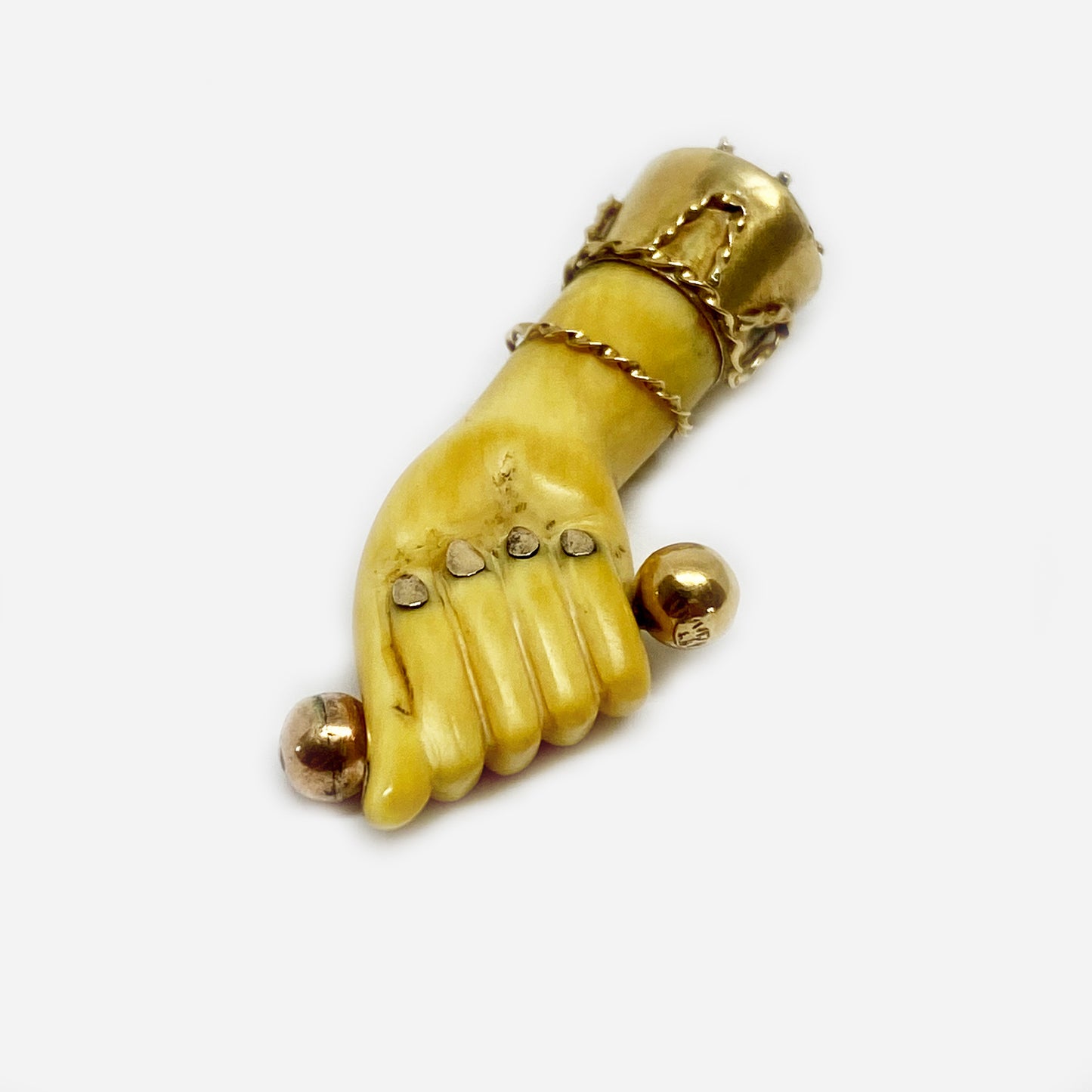 Antique 14K Gold Figa, Victorian Bone, Hand Charm