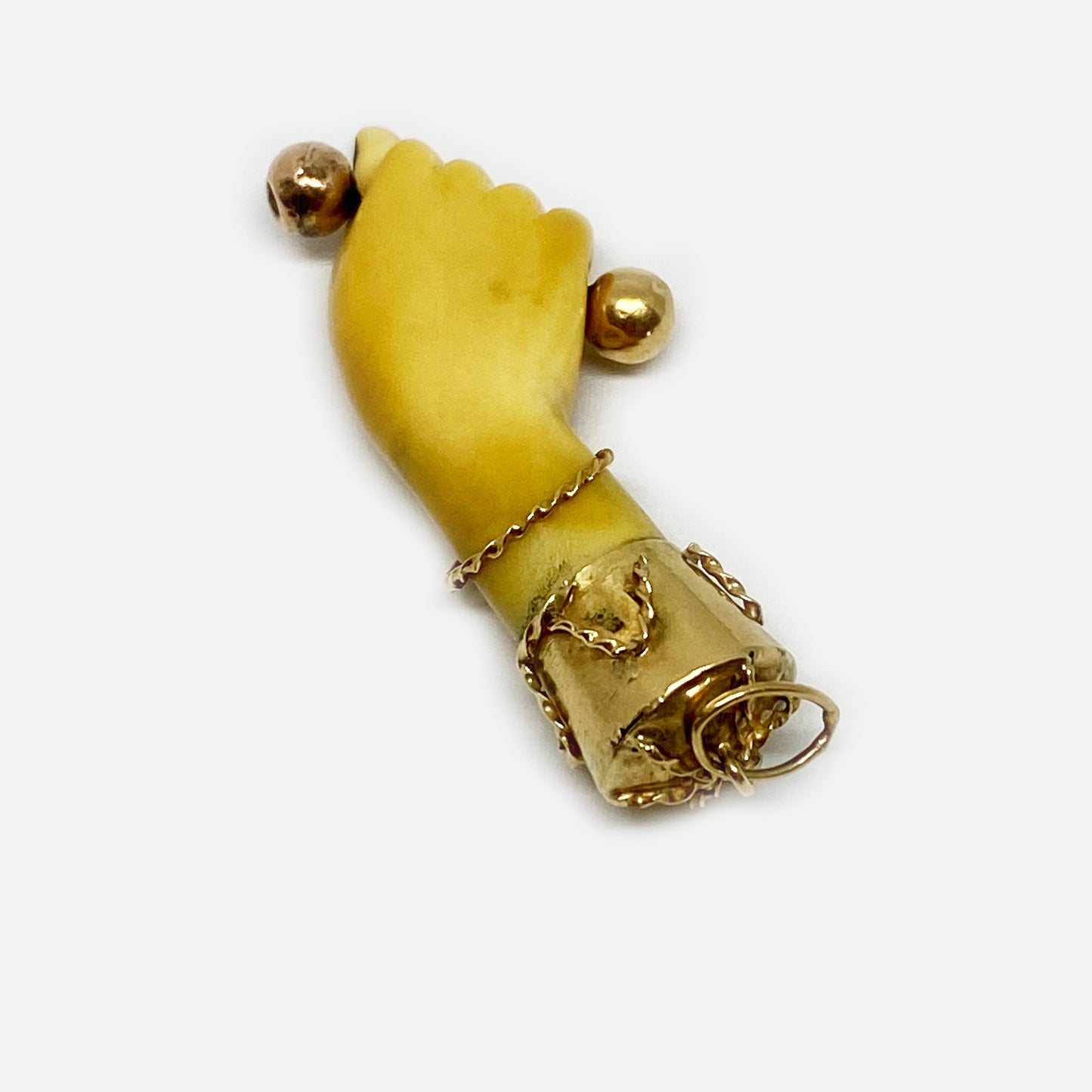 Antique 14K Gold Figa, Victorian Bone, Hand Charm