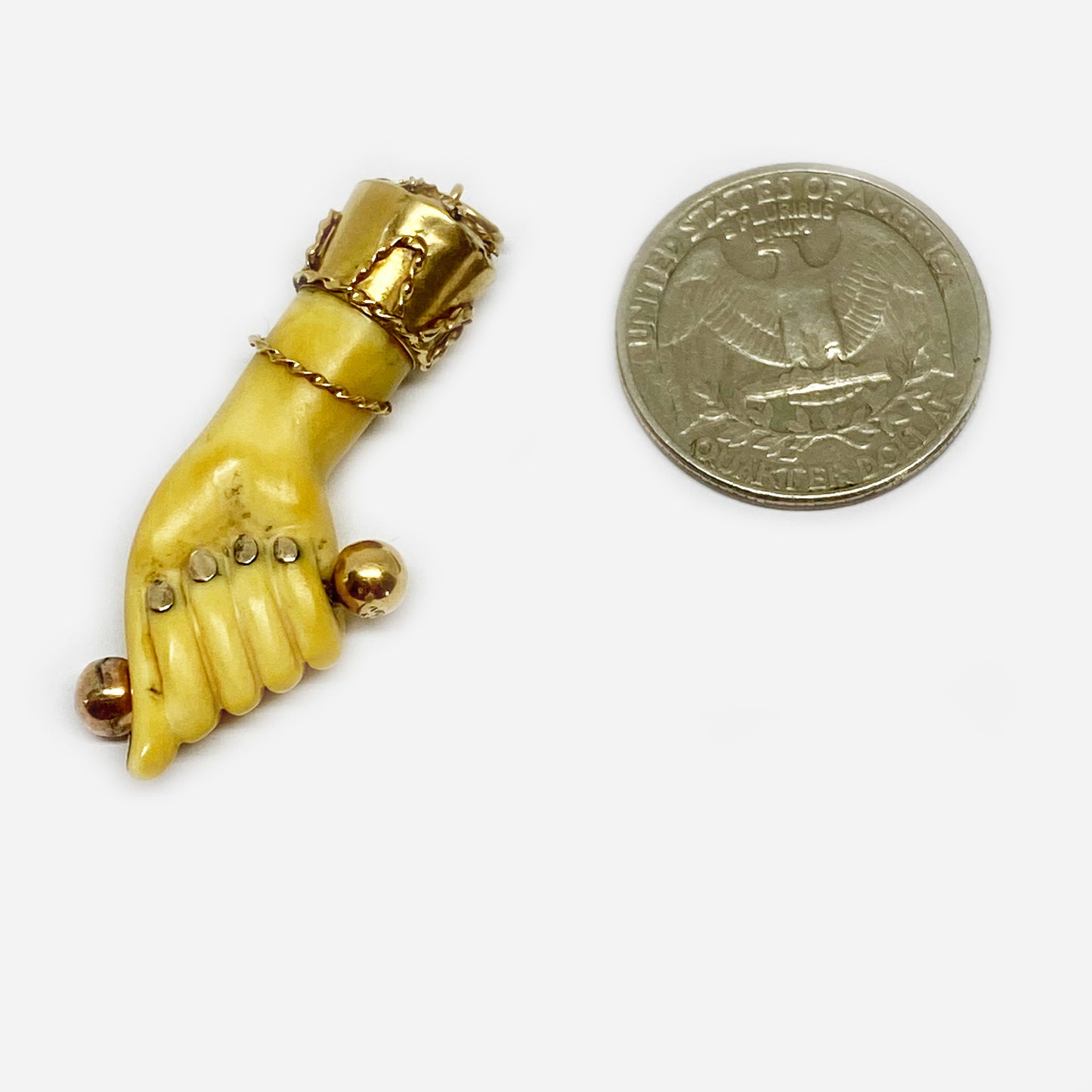 Antique 14K Gold Figa, Victorian Bone, Hand Charm