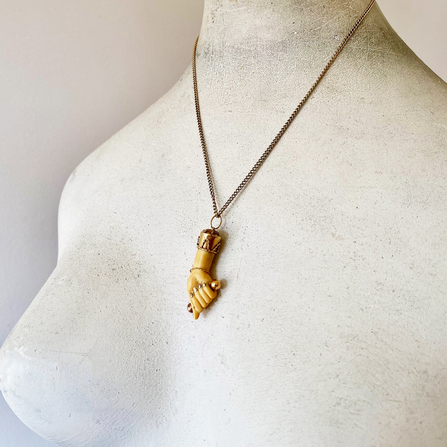 Antique 14K Gold Figa, Victorian Bone, Hand Charm