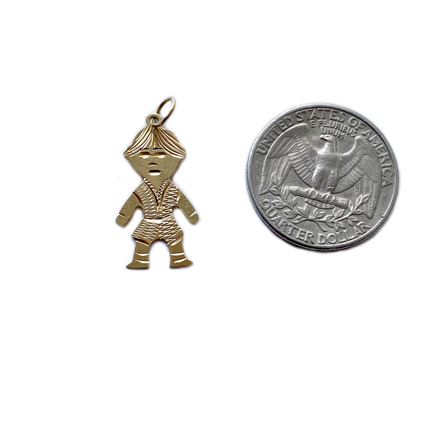 Vintage 18K Gold Silhouette Child Boy Pendant (1124A)