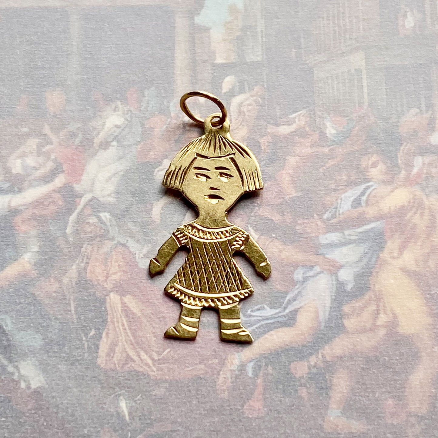 Vintage 18K Gold Silhouette Child Pendant