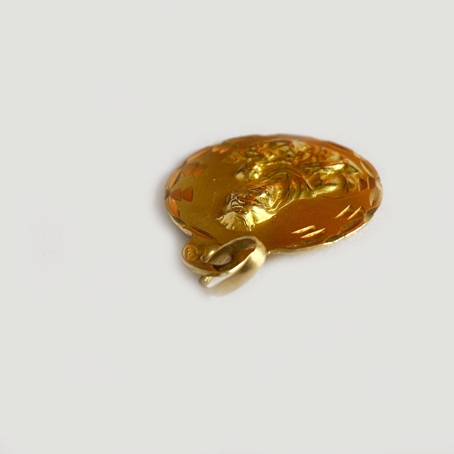 18k Gold Vintage Religious Medal, Our Lady and Jesus Medal Pendant