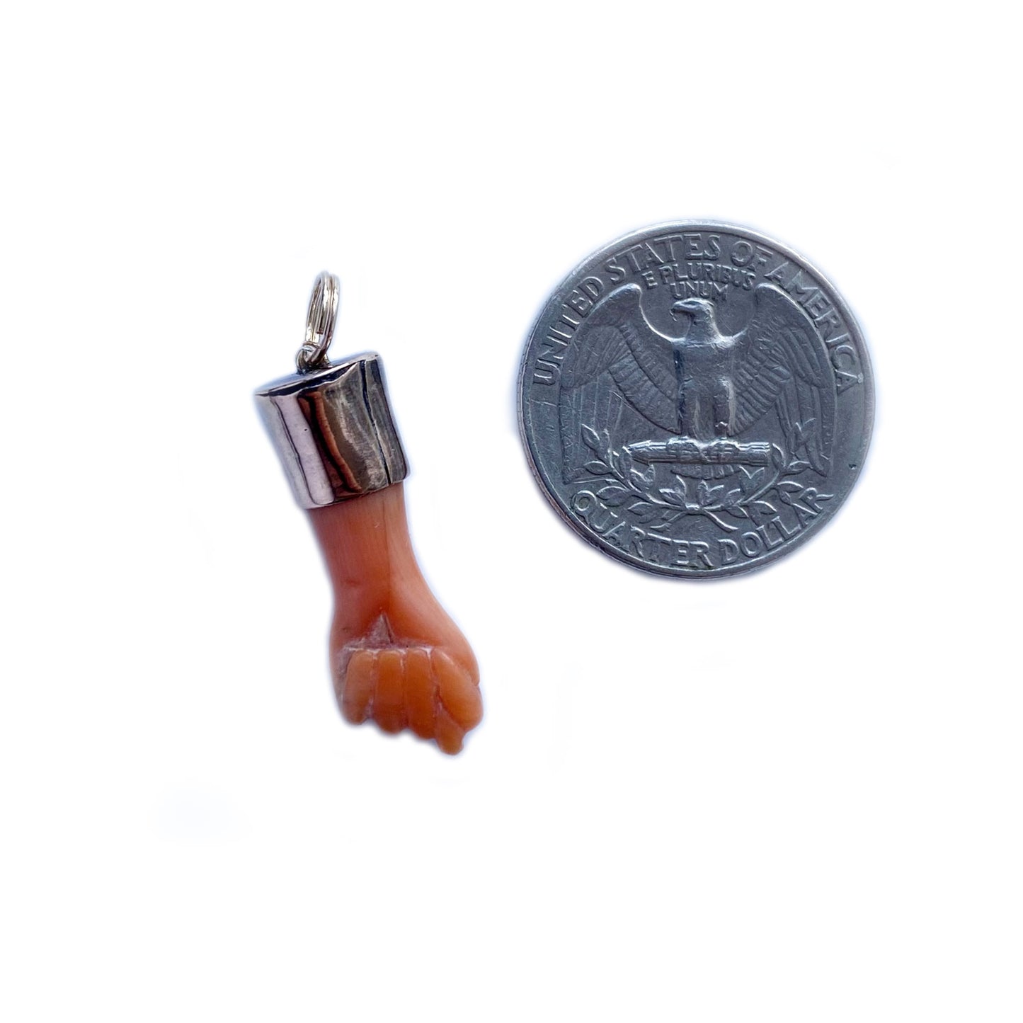 Antique 9k Gold Victorian Natural Mediterranean Coral Figa Charm (1136)