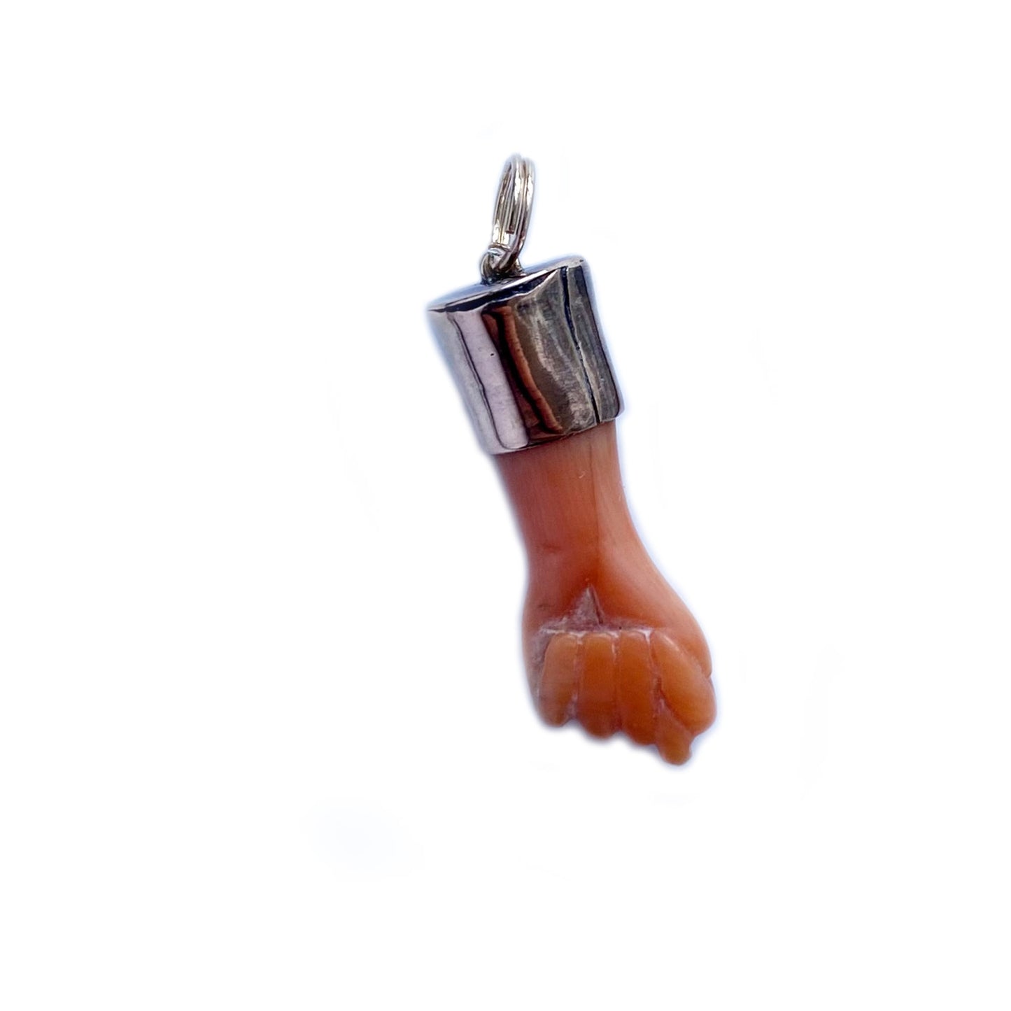 Antique 9k Gold Victorian Natural Mediterranean Coral Figa Charm (1136)