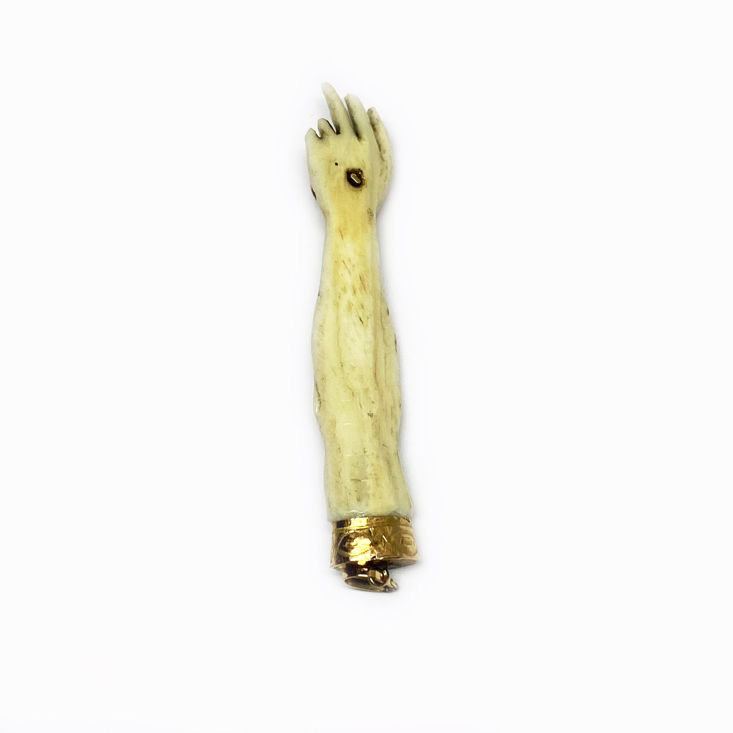 Antique 9K Gold Bone Arm Pendant, Victorian Christ Arm Charm