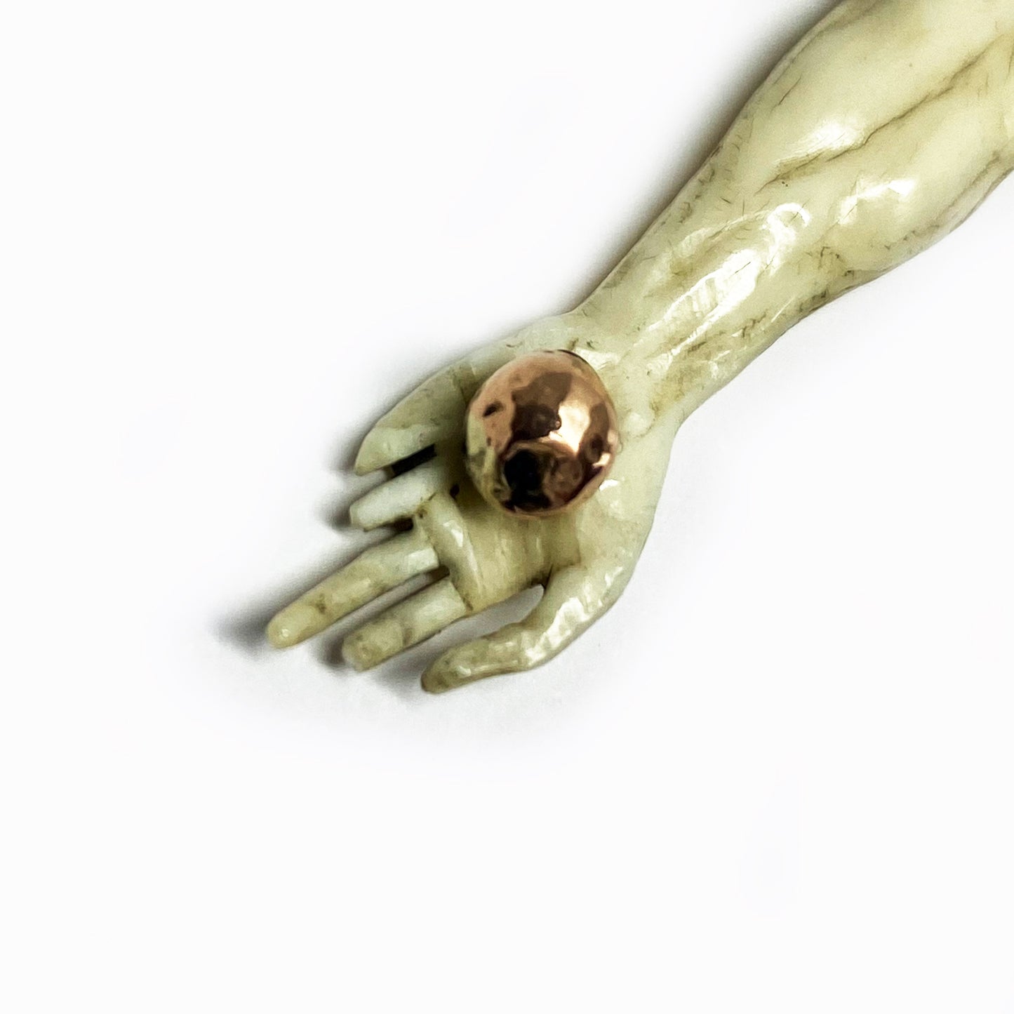 Antique 9K Gold Bone Arm Pendant, Victorian Christ Arm Charm