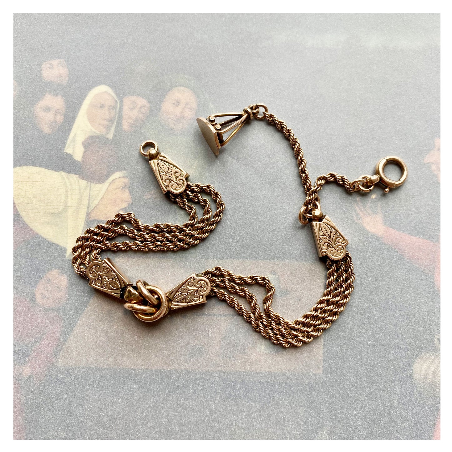 Antique Victorian 9k Rose Gold Abertina Bracelet