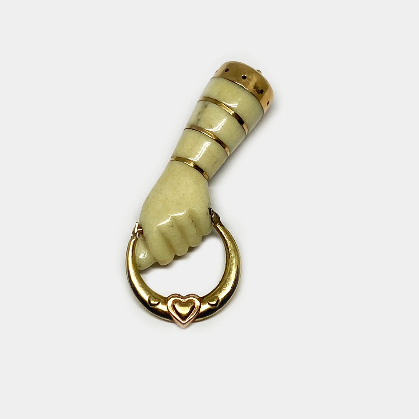 Antique 9K Gold Fist, Beige Hand Figa Charm - 1153