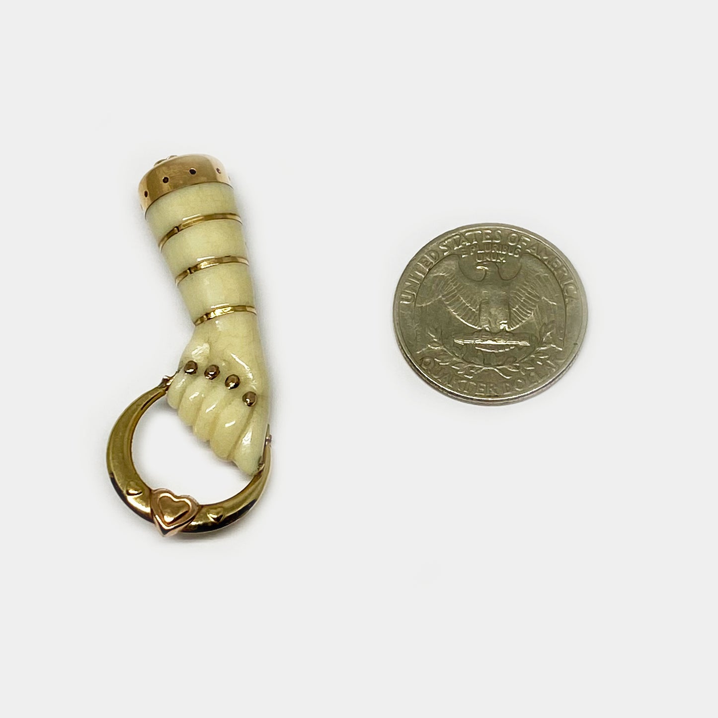 Antique 9K Gold Fist, Beige Hand Figa Charm - 1153