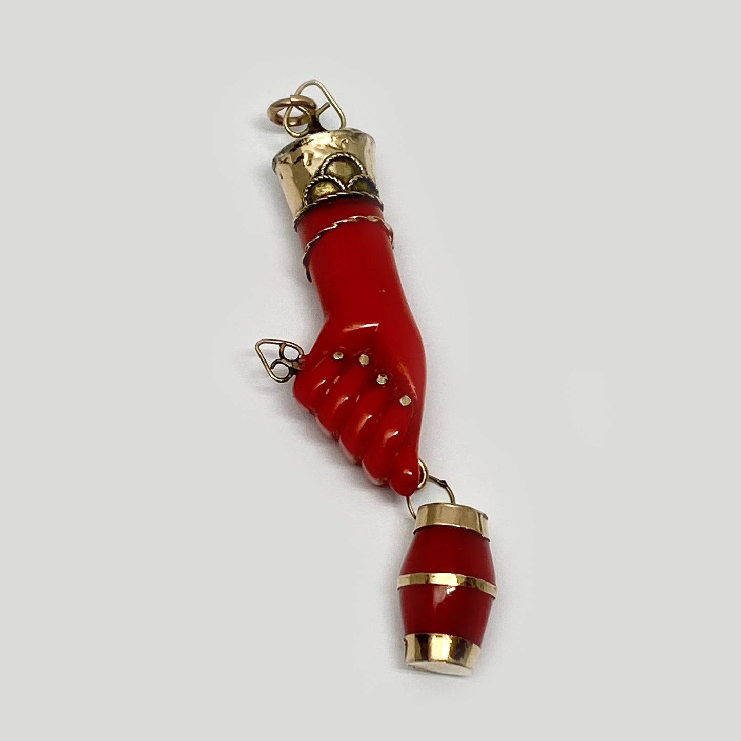 Antique 9K Gold Red Figa Charm