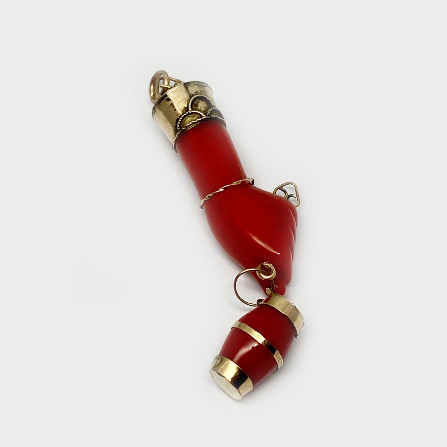 Antique 9K Gold Red Figa Charm