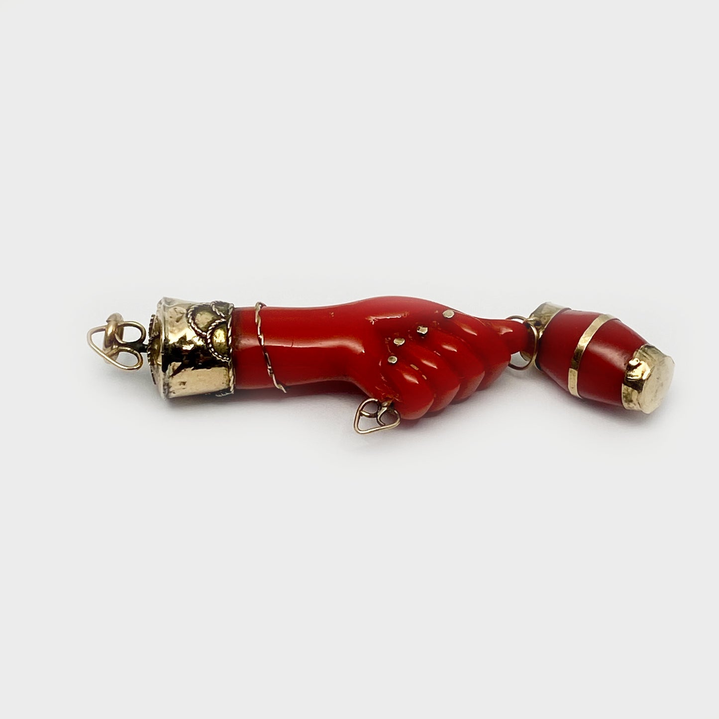 Antique 9K Gold Red Figa Charm