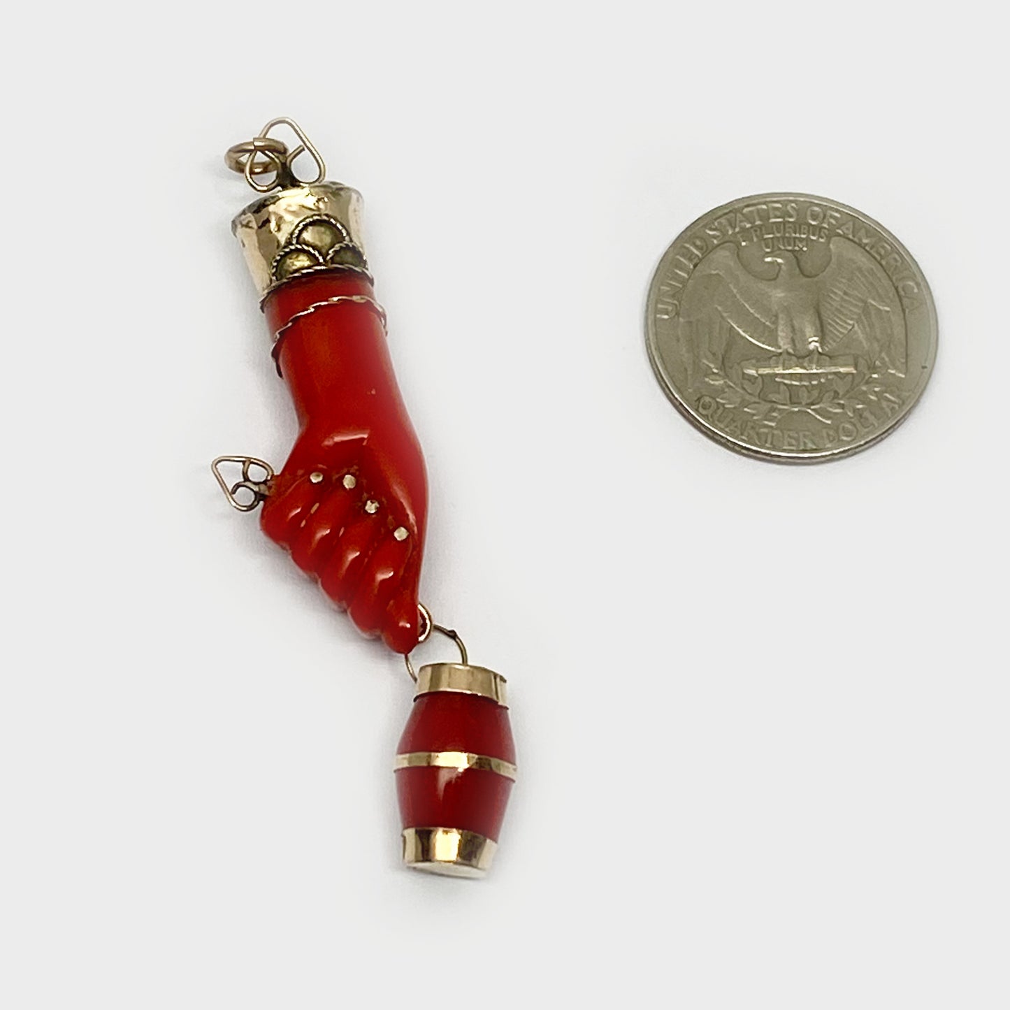 Antique 9K Gold Red Figa Charm
