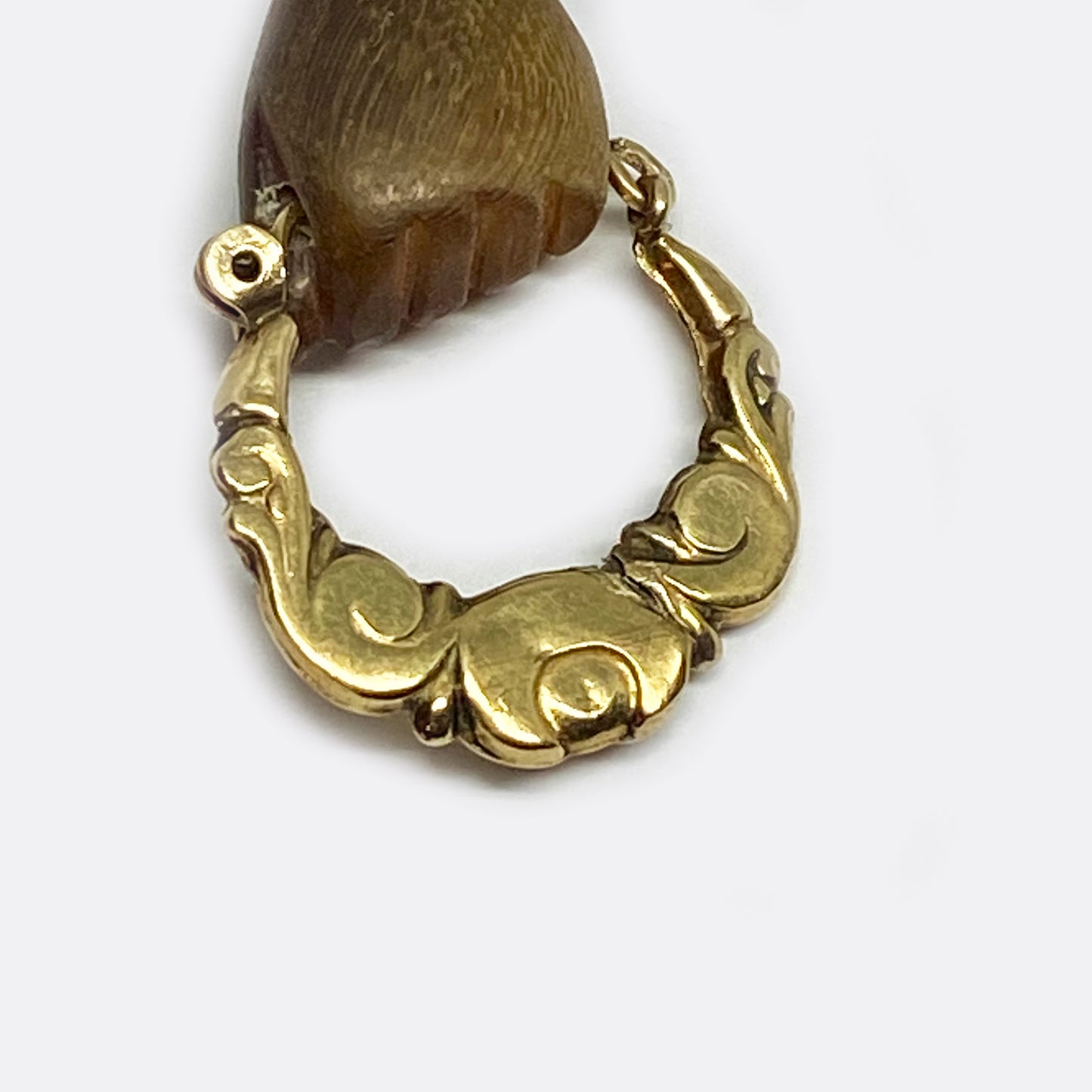 Antique 9K Gold Stained Horn Figa Charm