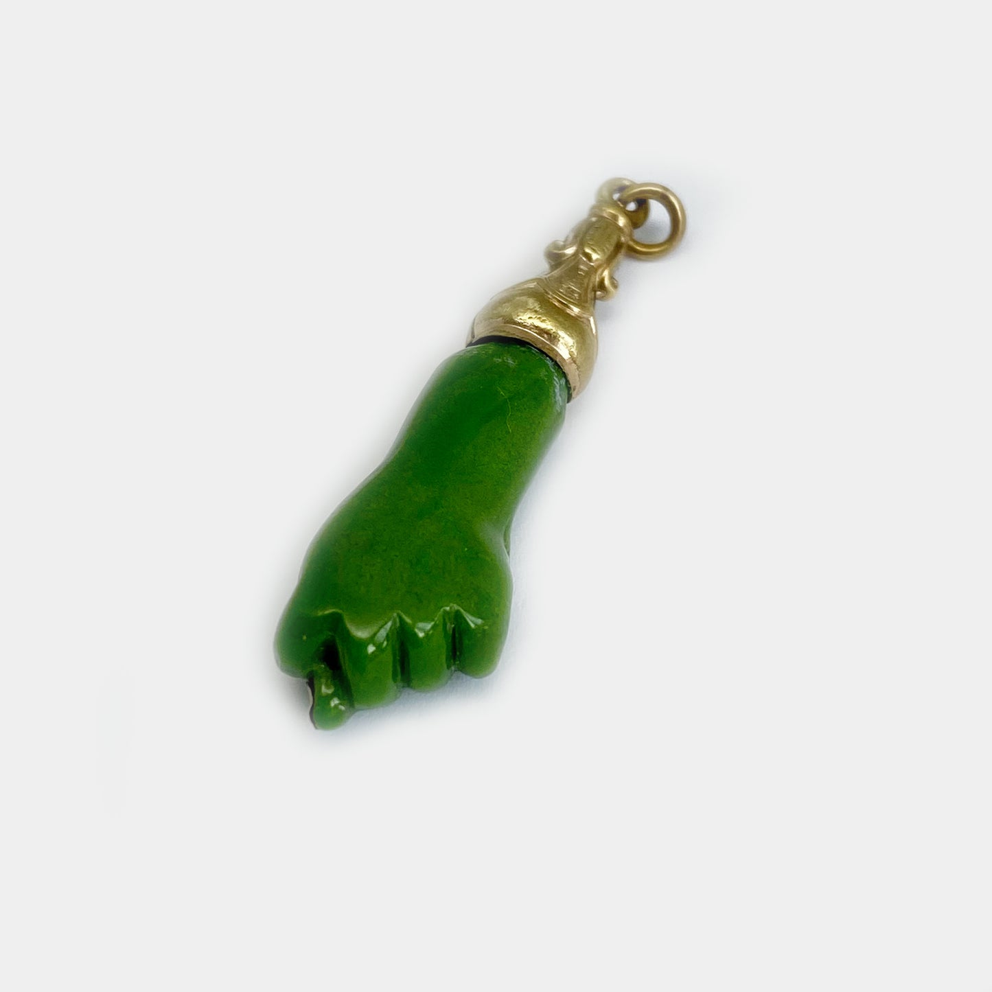 Vintage Green Figa, Metal Base, Resin Figa