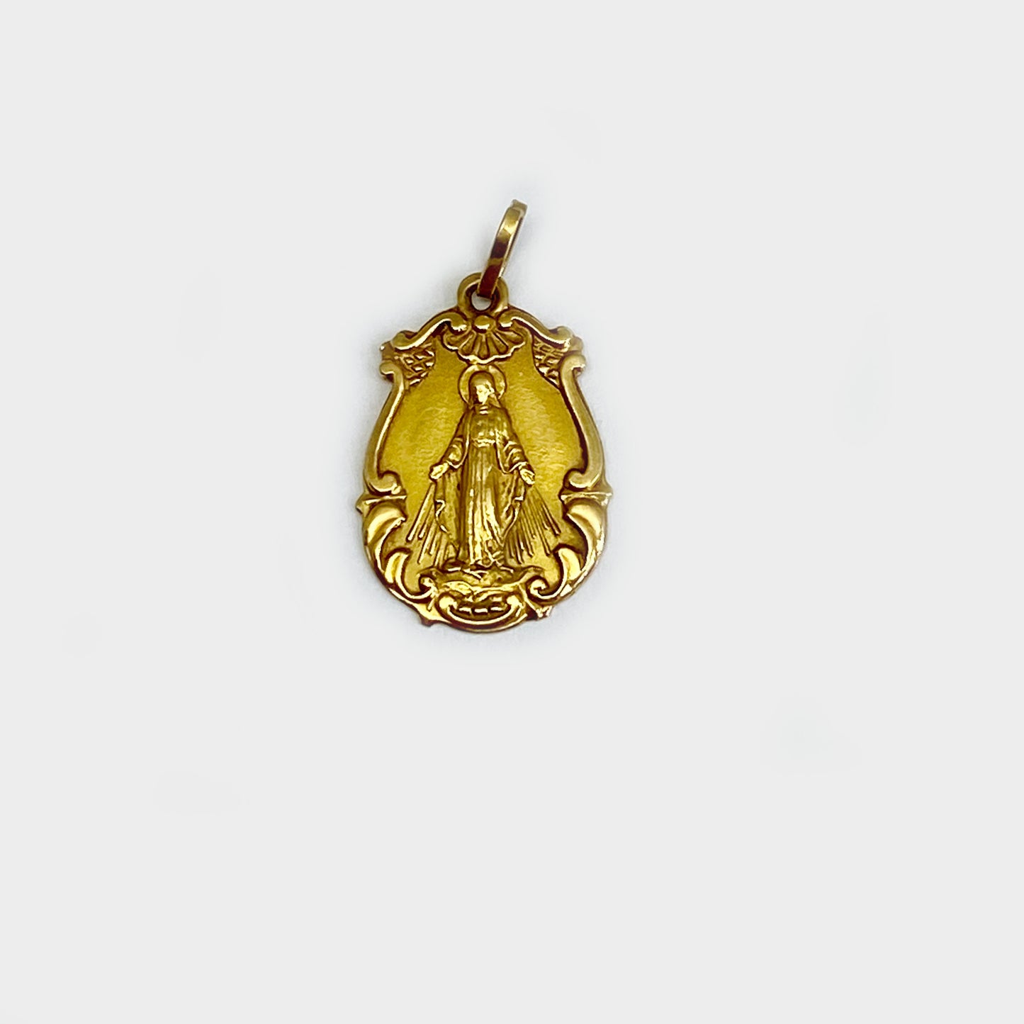 Antique 18k Gold Our Lady of Graces Religious Medal Pendant