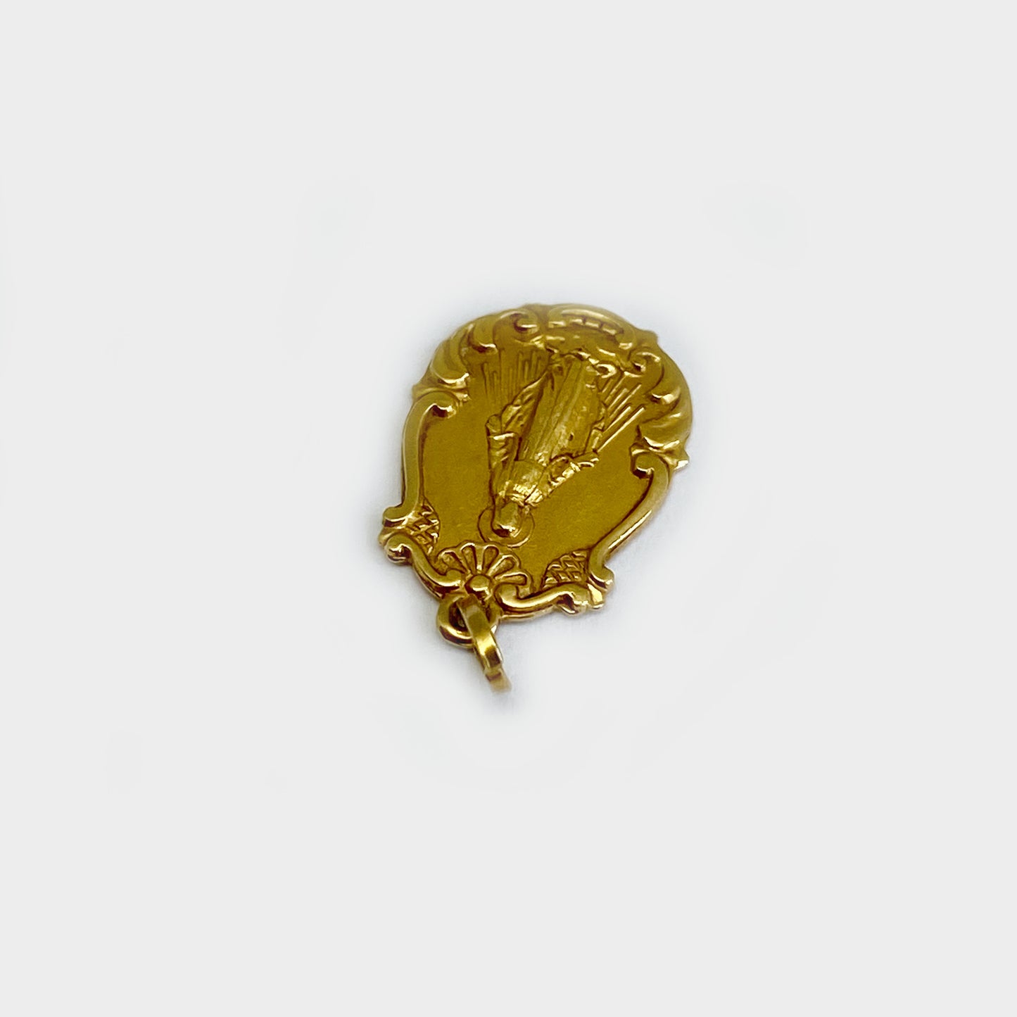 Antique 18k Gold Our Lady of Graces Religious Medal Pendant