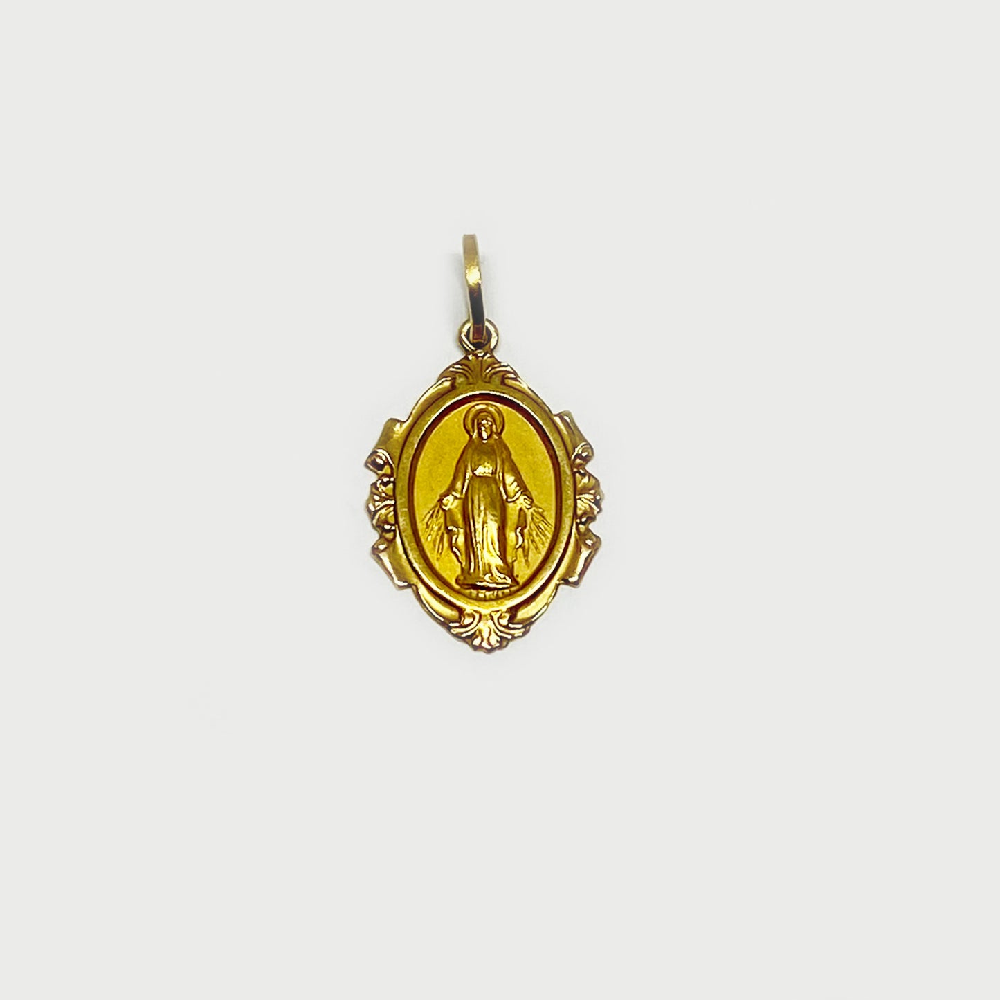 Vintage 18K Gold Miraculous Medal, Our Lady of Graces Pendant