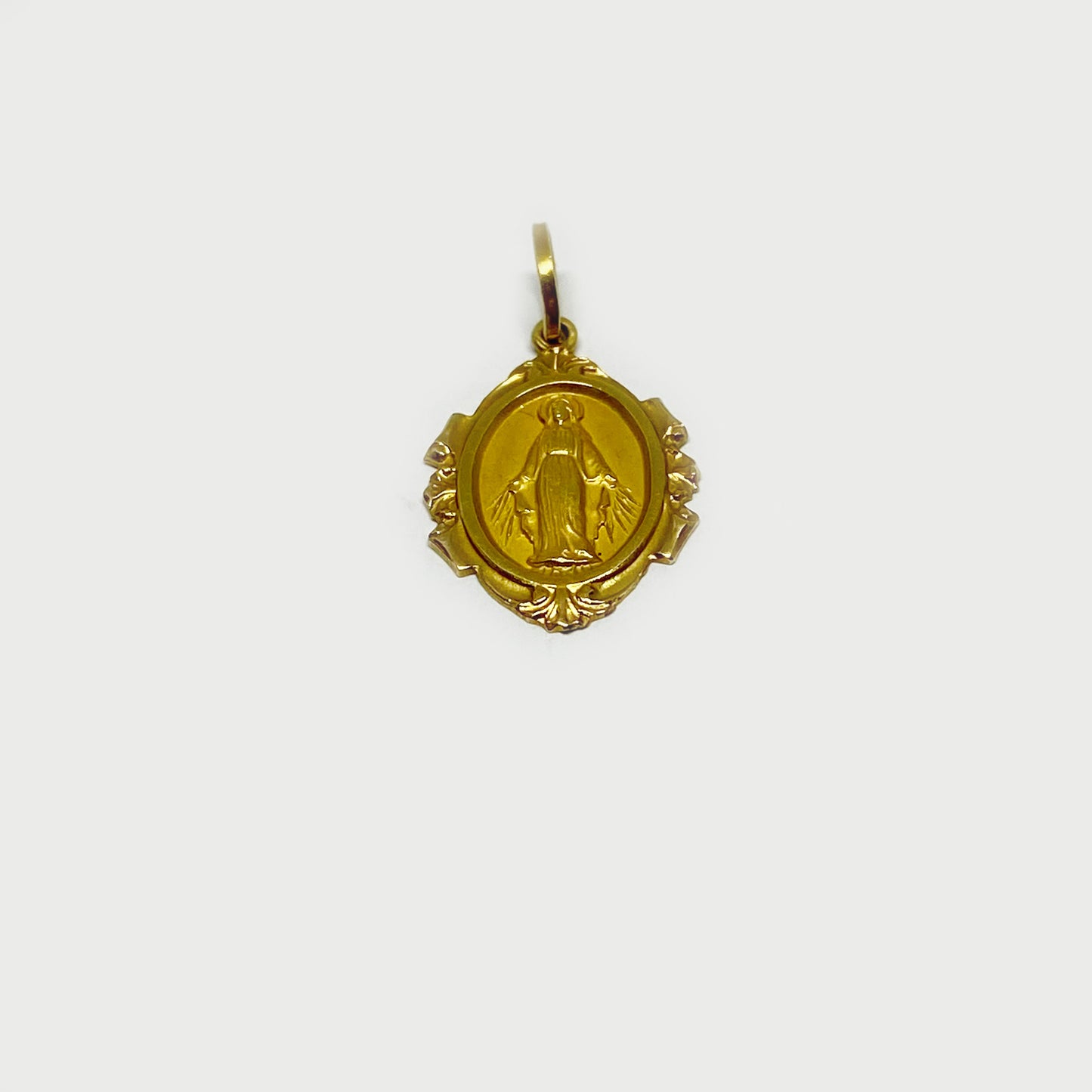 Vintage 18K Gold Miraculous Medal, Our Lady of Graces Pendant