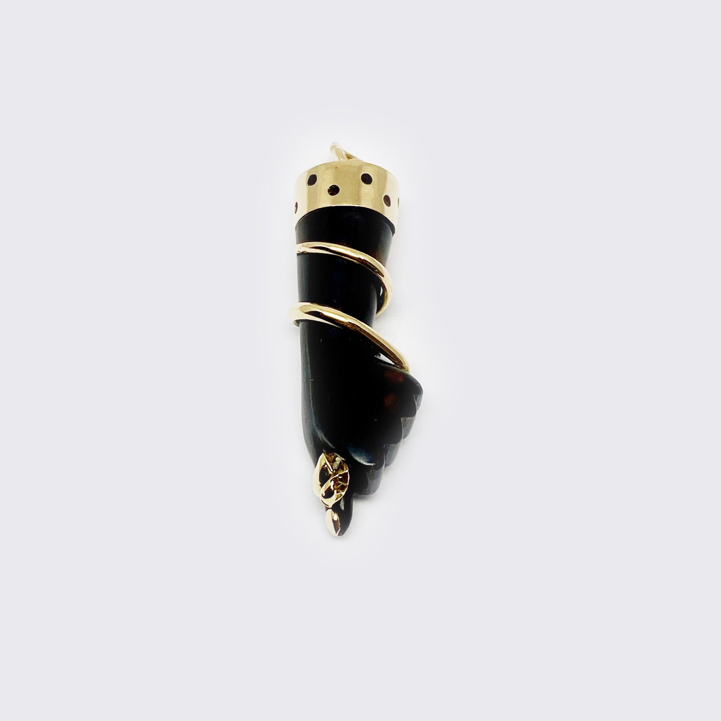 Antique 14K Gold Stained Horn Figa Snake Charm