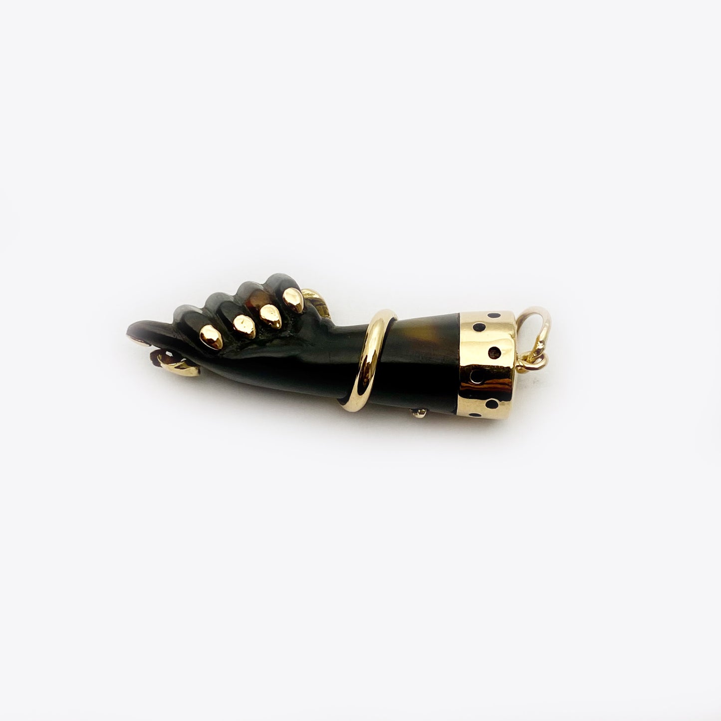 Antique 14K Gold Stained Horn Figa Snake Charm