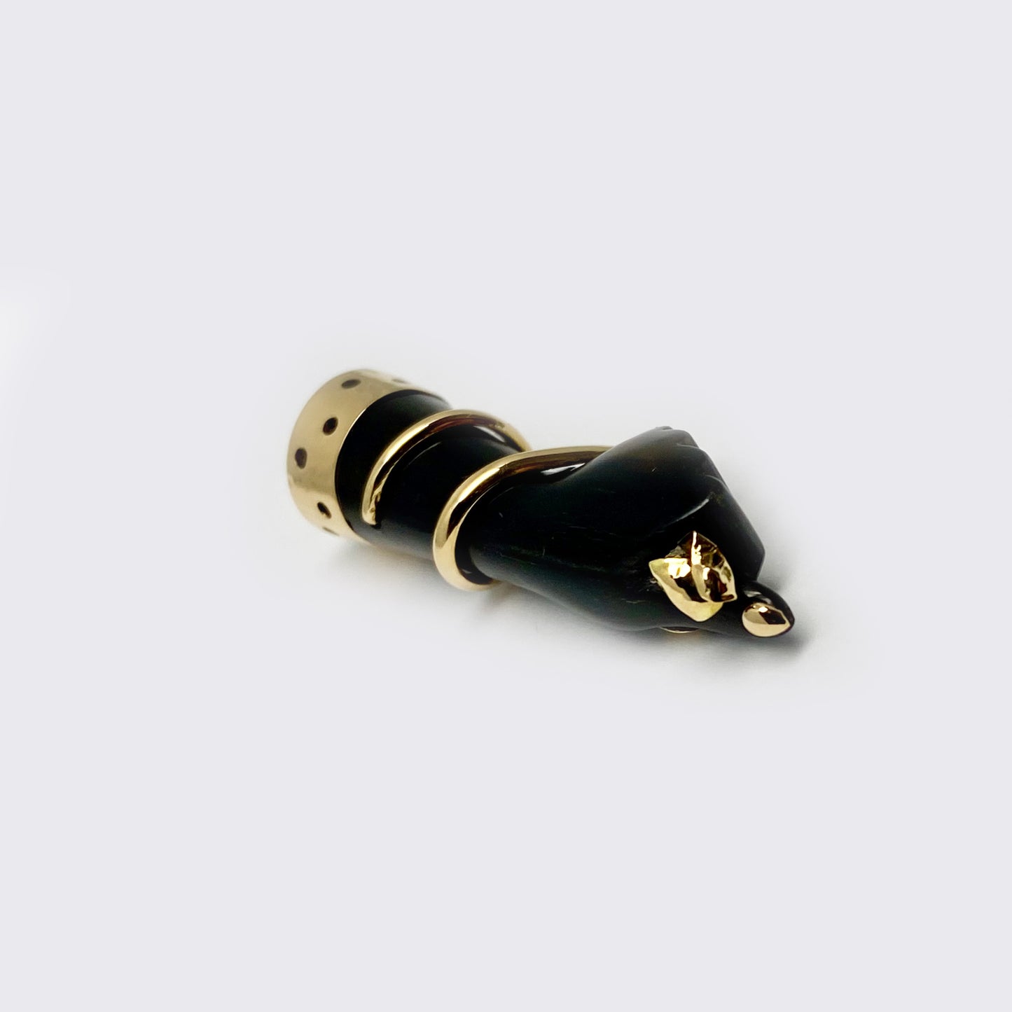 Antique 14K Gold Stained Horn Figa Snake Charm