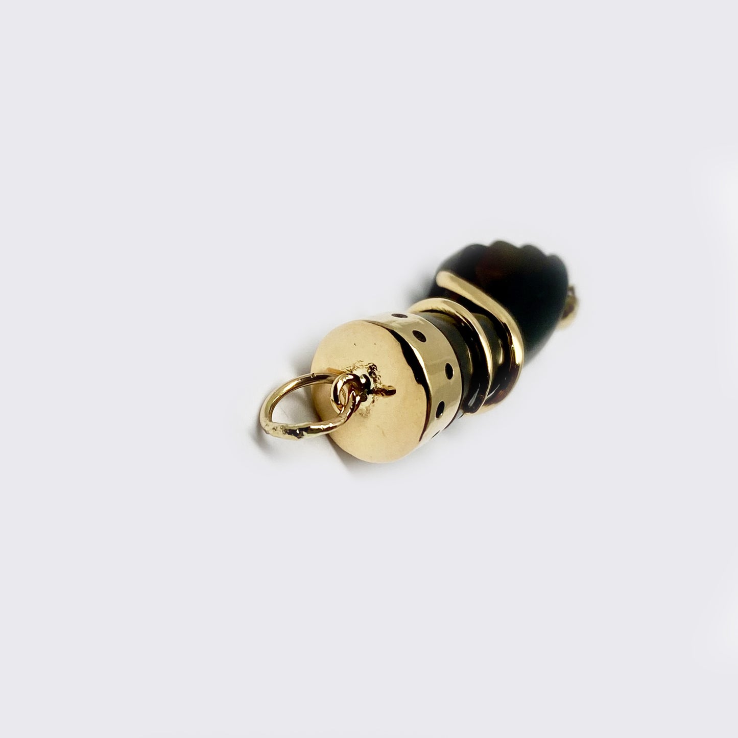 Antique 14K Gold Stained Horn Figa Snake Charm